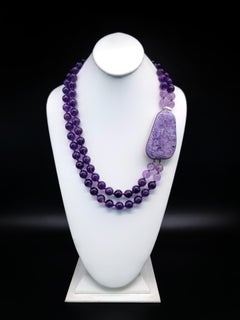 A.Jeschel 2 Strand Amethyst Necklace with a Spectacular Charoite Clasp.