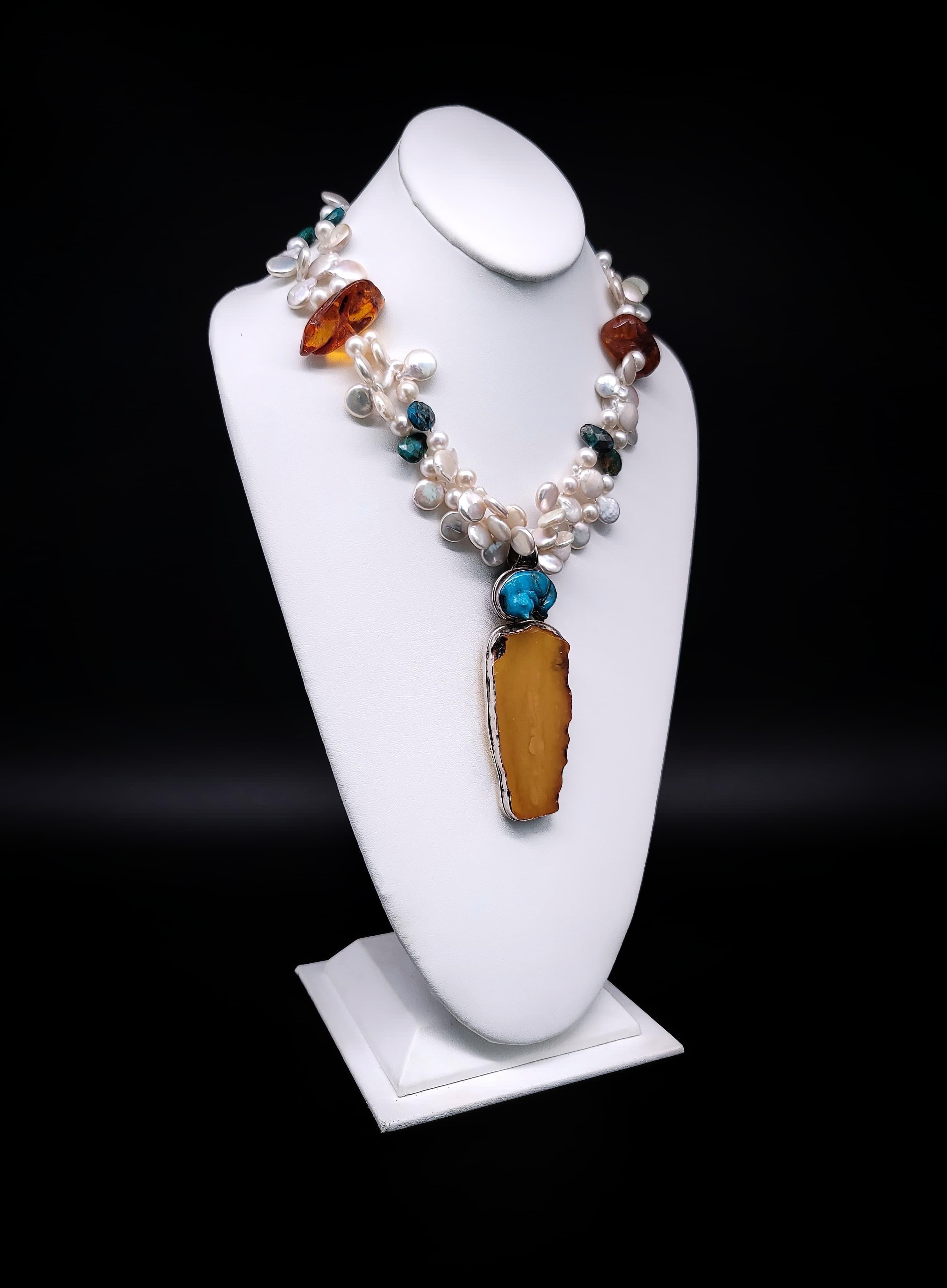 amber and pearl necklace