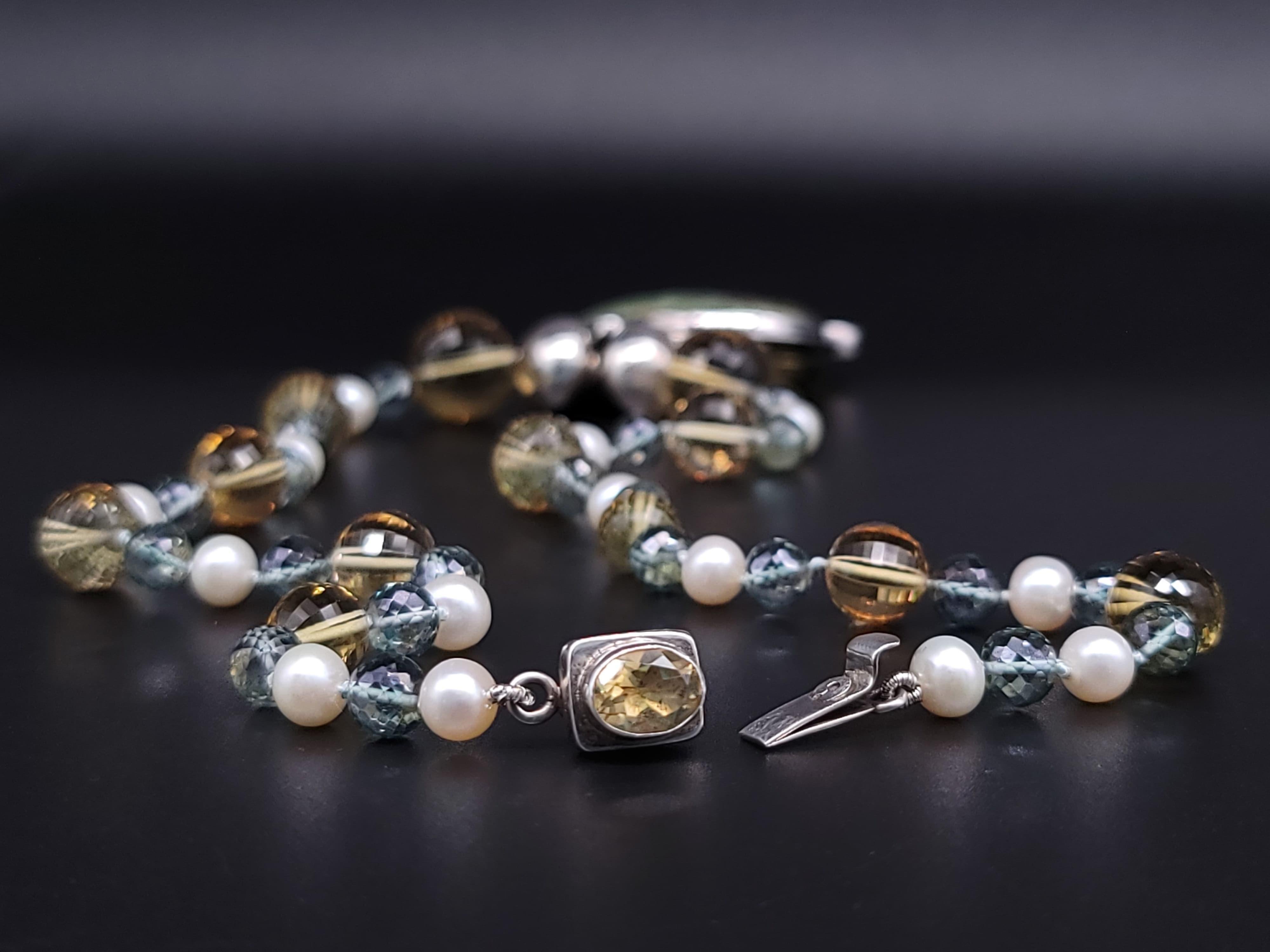 A.Jeschel Fine Freswater Pearl, Quartz Necklace with Precious Jasper Pendant For Sale 5