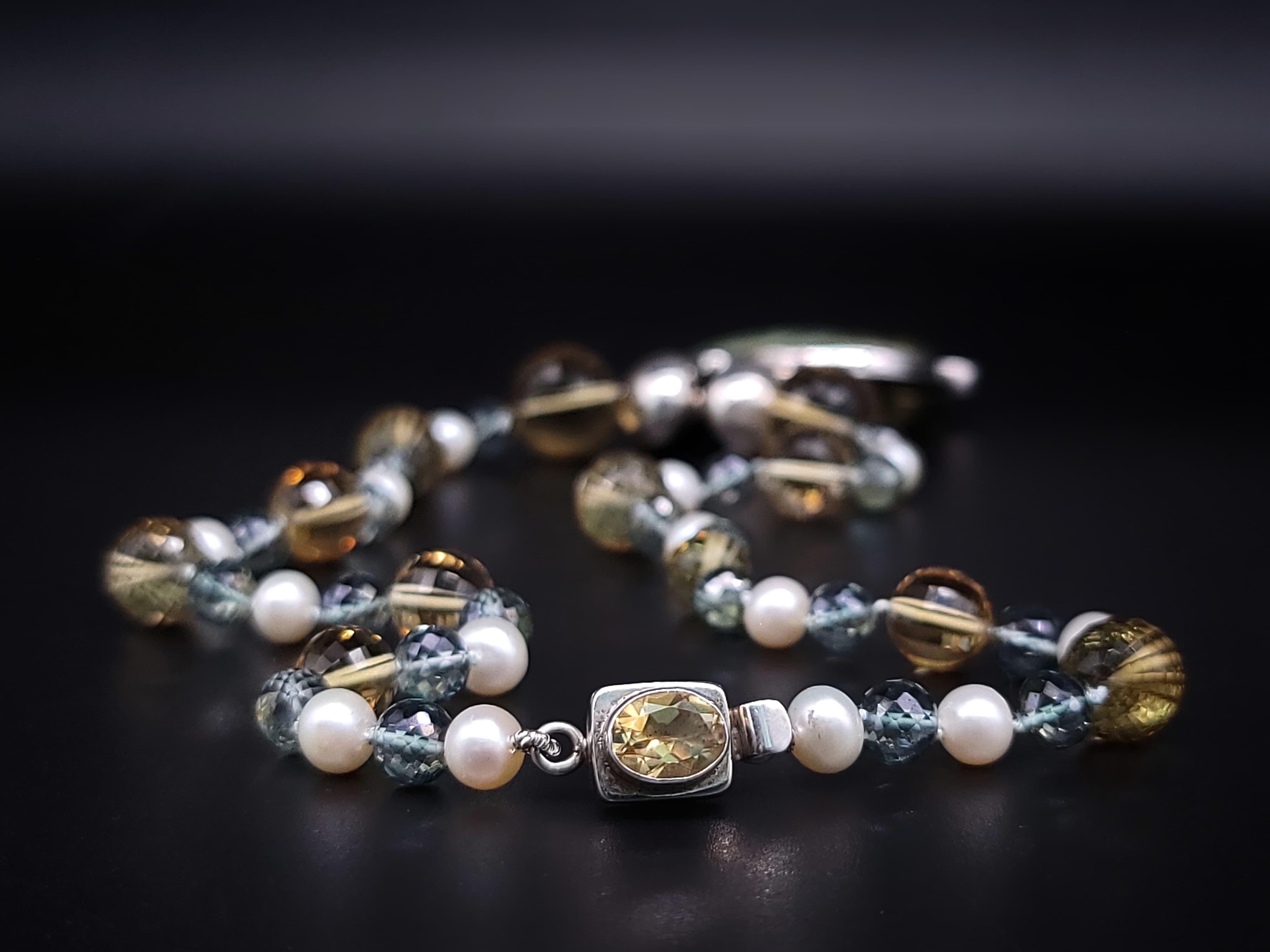 A.Jeschel Fine Freswater Pearl, Quartz Necklace with Precious Jasper Pendant For Sale 7