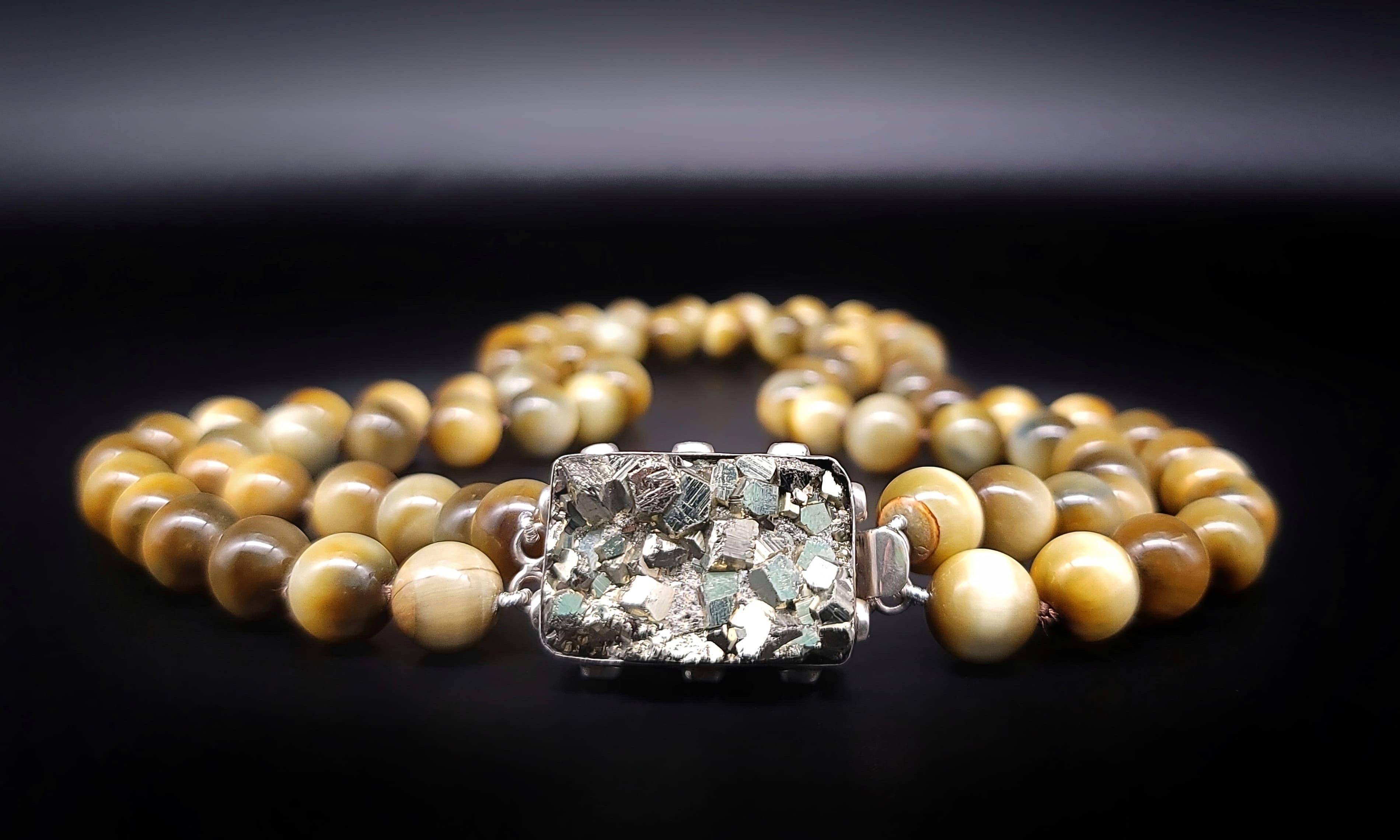 A.Jeschel Honey Tiger’s eye necklace combined with Pyrite clasp. For Sale 3