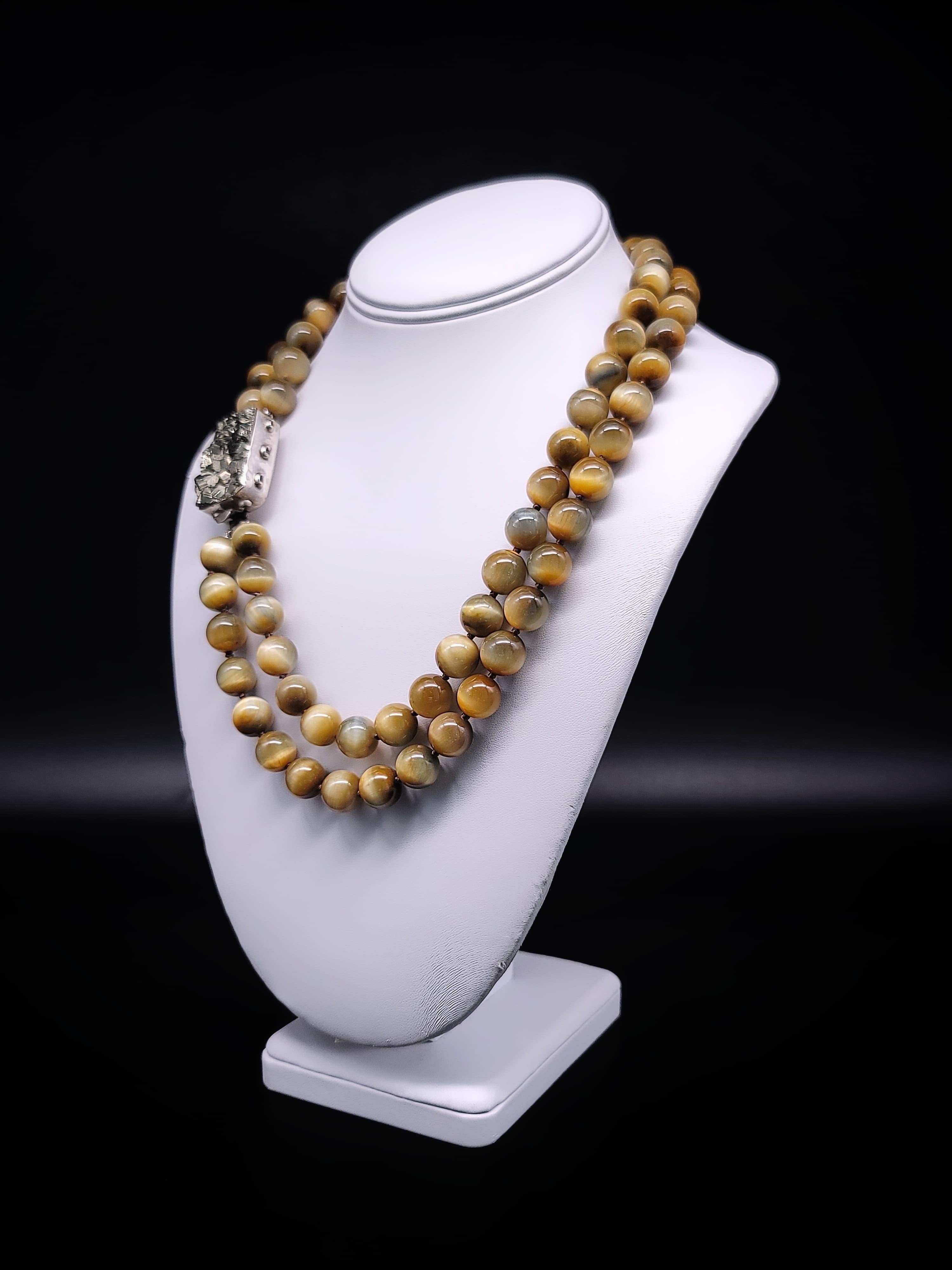 A.Jeschel Honey Tiger’s eye necklace combined with Pyrite clasp. For Sale 4