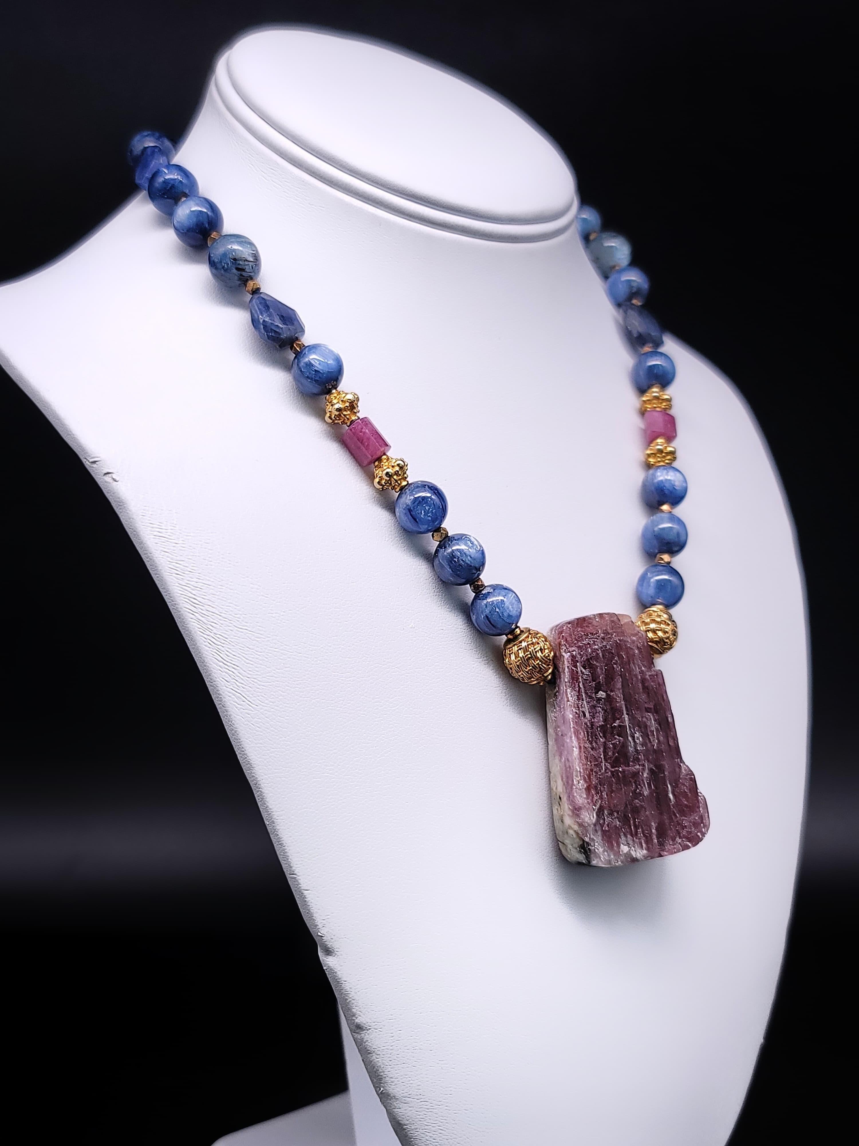 Contemporary A.Jeschel  Rich Blue Kyanite and Sapphire necklace. For Sale