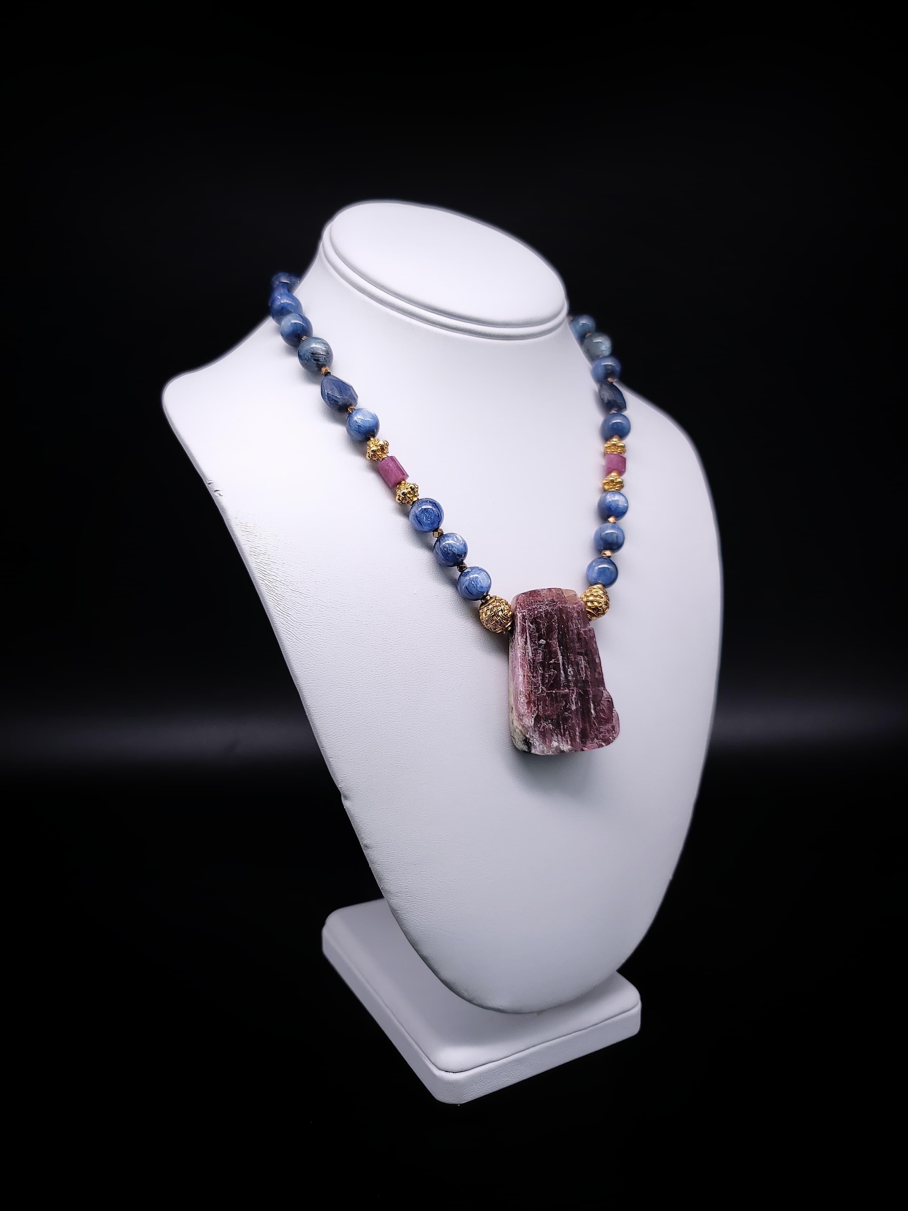 Mixed Cut A.Jeschel  Rich Blue Kyanite and Sapphire necklace. For Sale