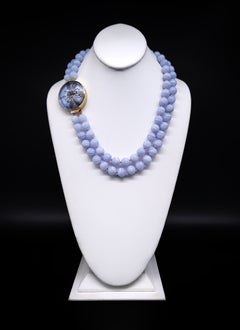 A.Jeschel Powerful Natural Blue Lace Agate necklace with a siganture clasp.
