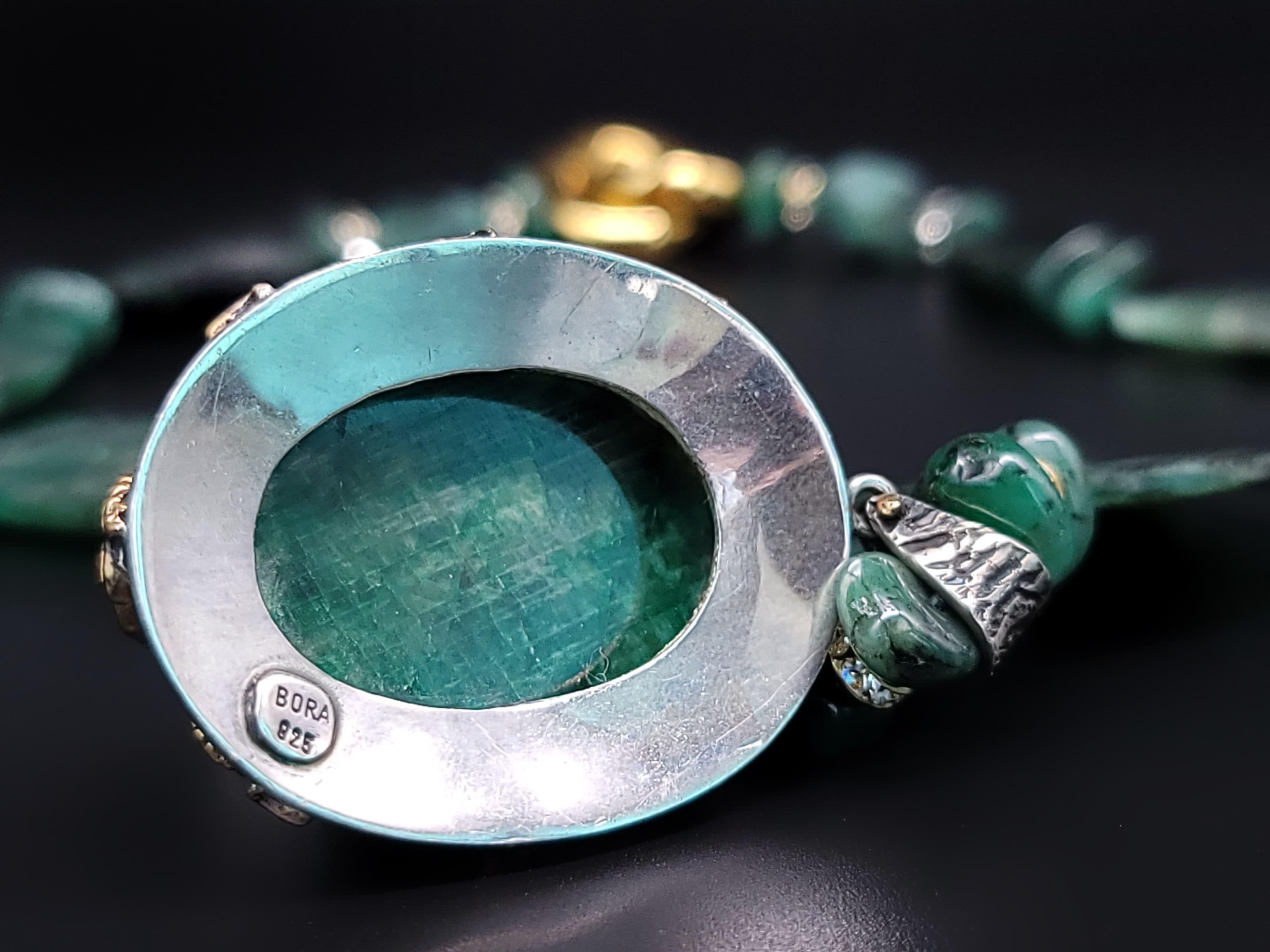 A.jeschel Stunning Emerald pendant Necklace. For Sale 9