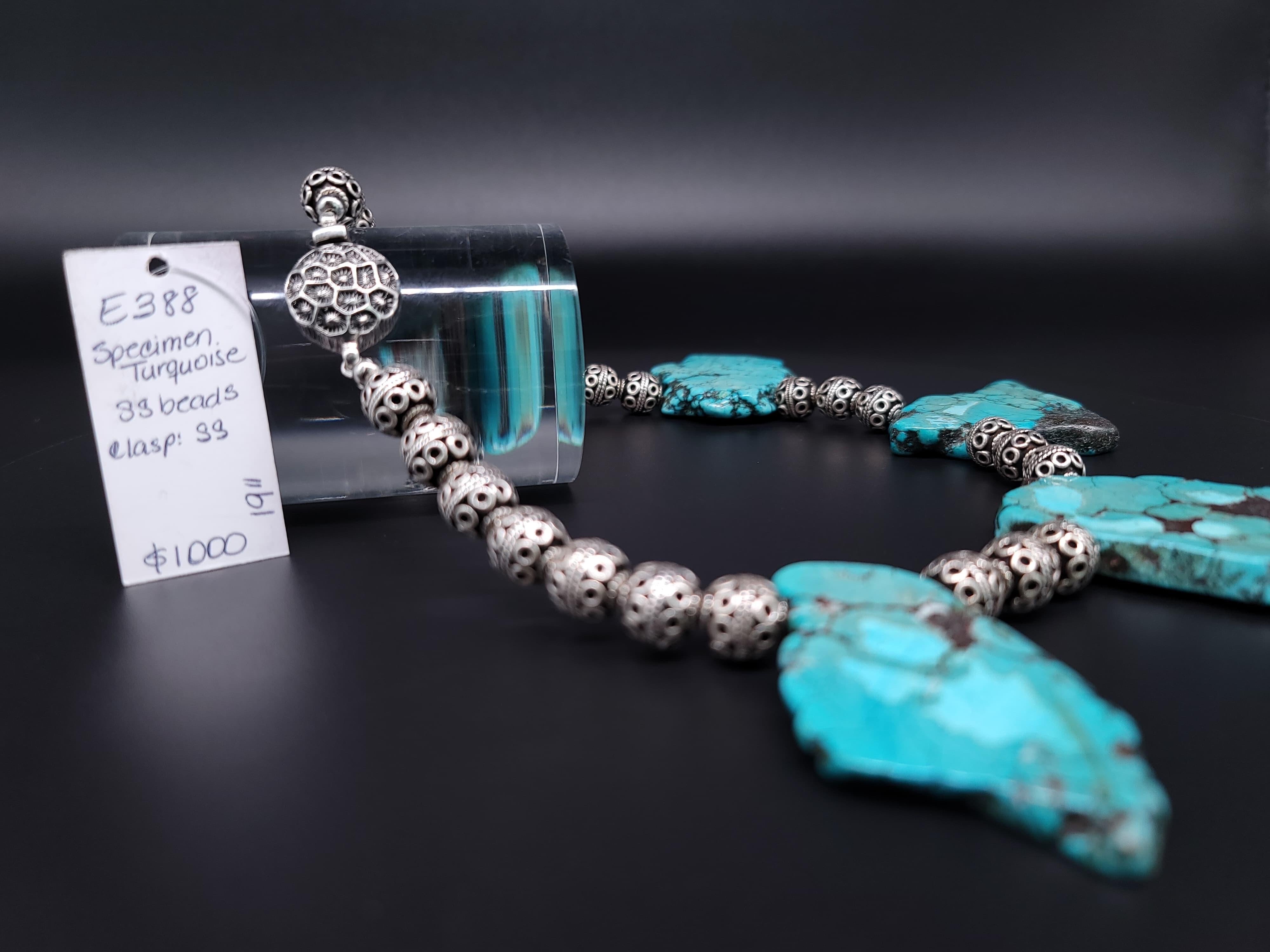 A.Jeschel Massive Turquoise and Sterling Silver Necklace. For Sale 3