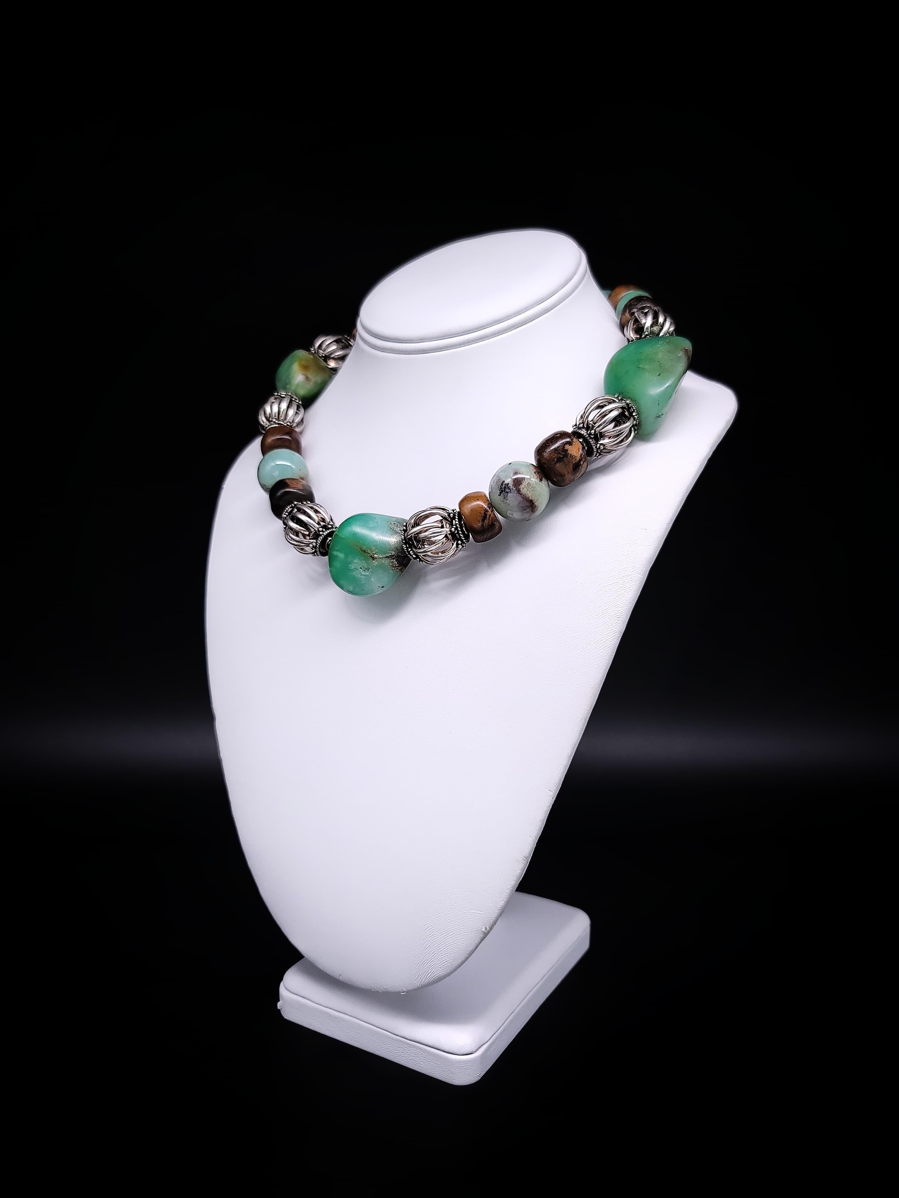 Mixed Cut A.Jeschel Captivating Chrysoprase bold necklace For Sale