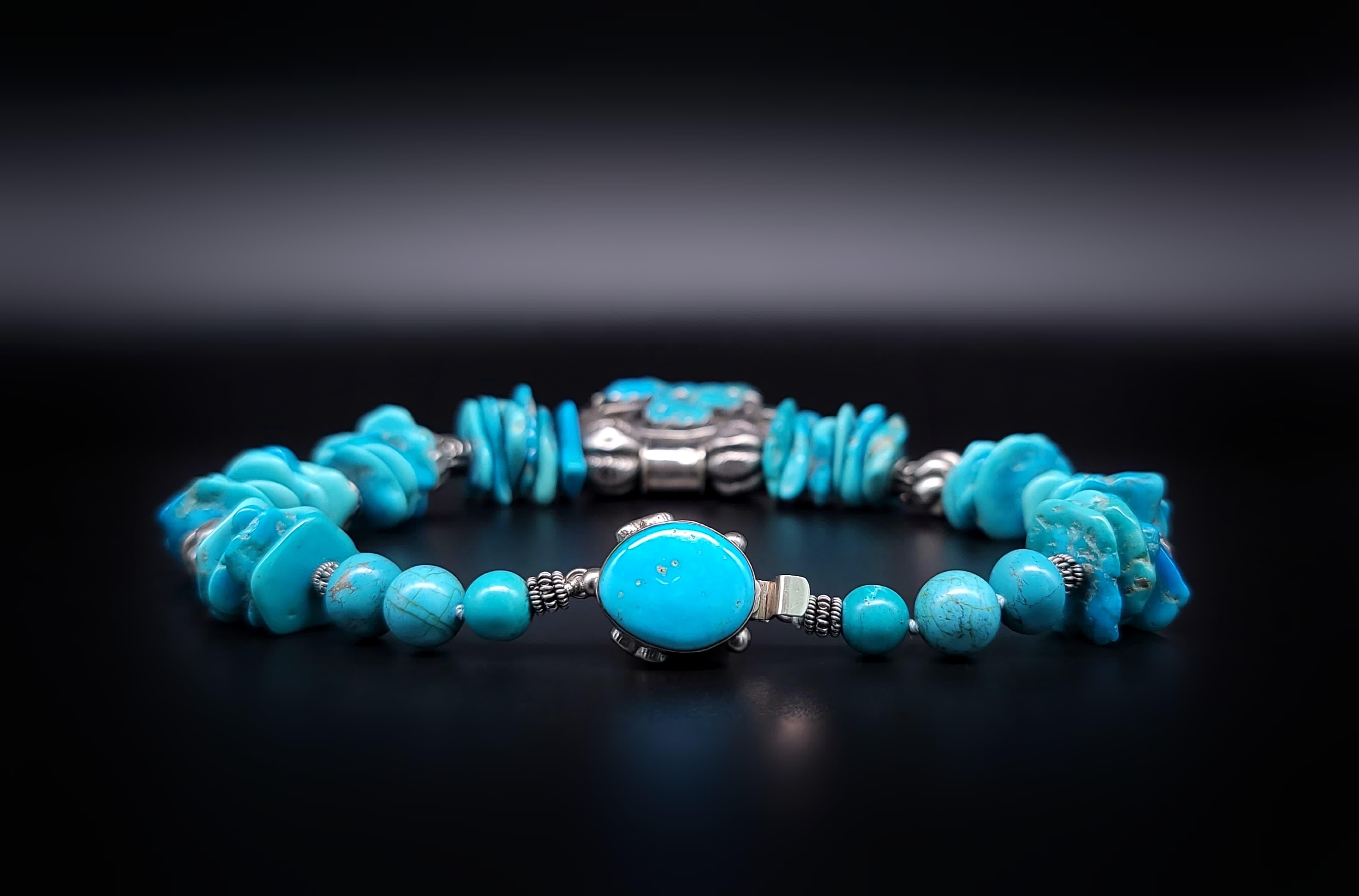 Contemporary A.Jeschel Powerful Turquoise and Silver Necklace. For Sale