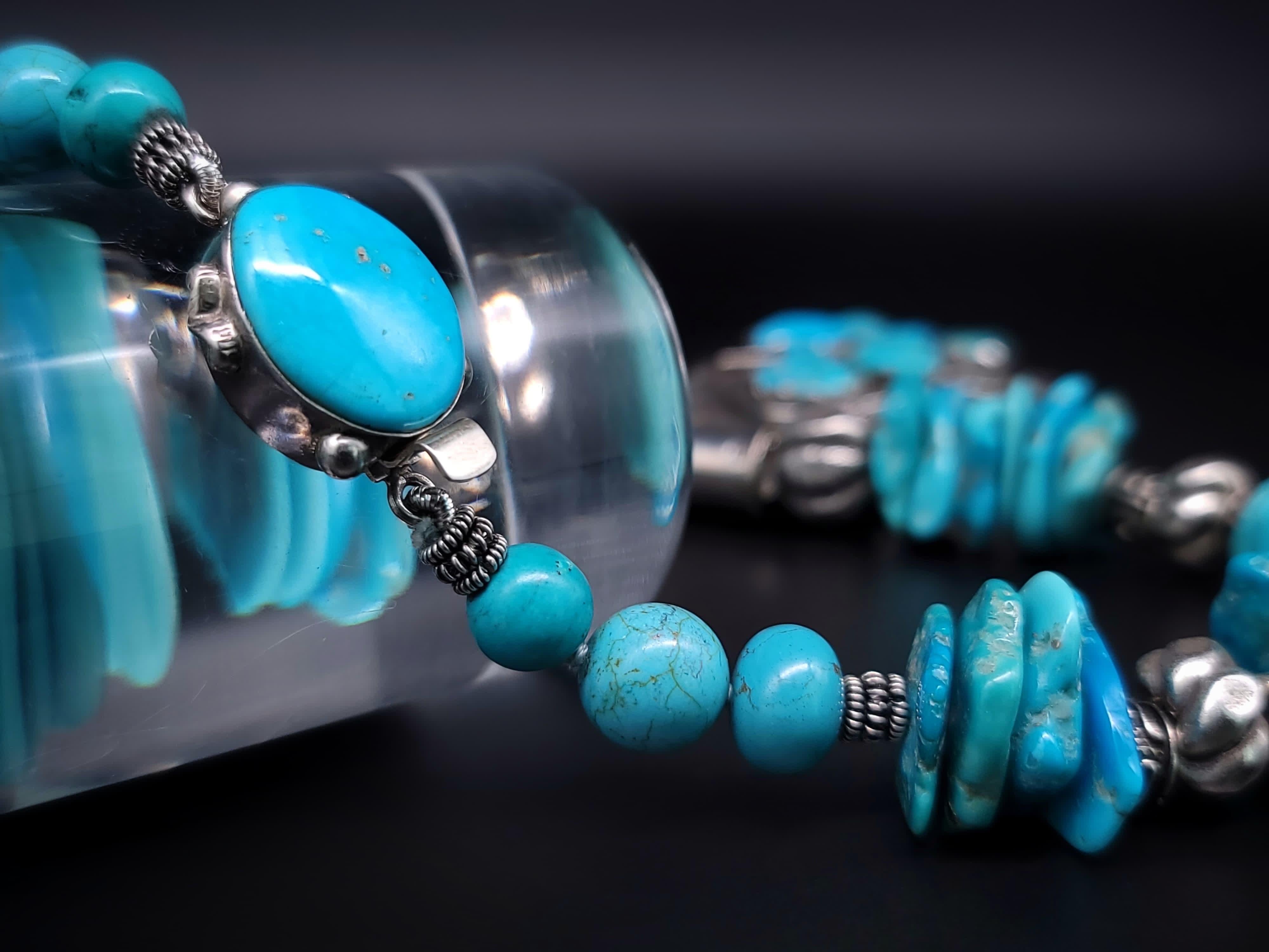 A.Jeschel Powerful Turquoise and Silver Necklace. In New Condition For Sale In Miami, FL