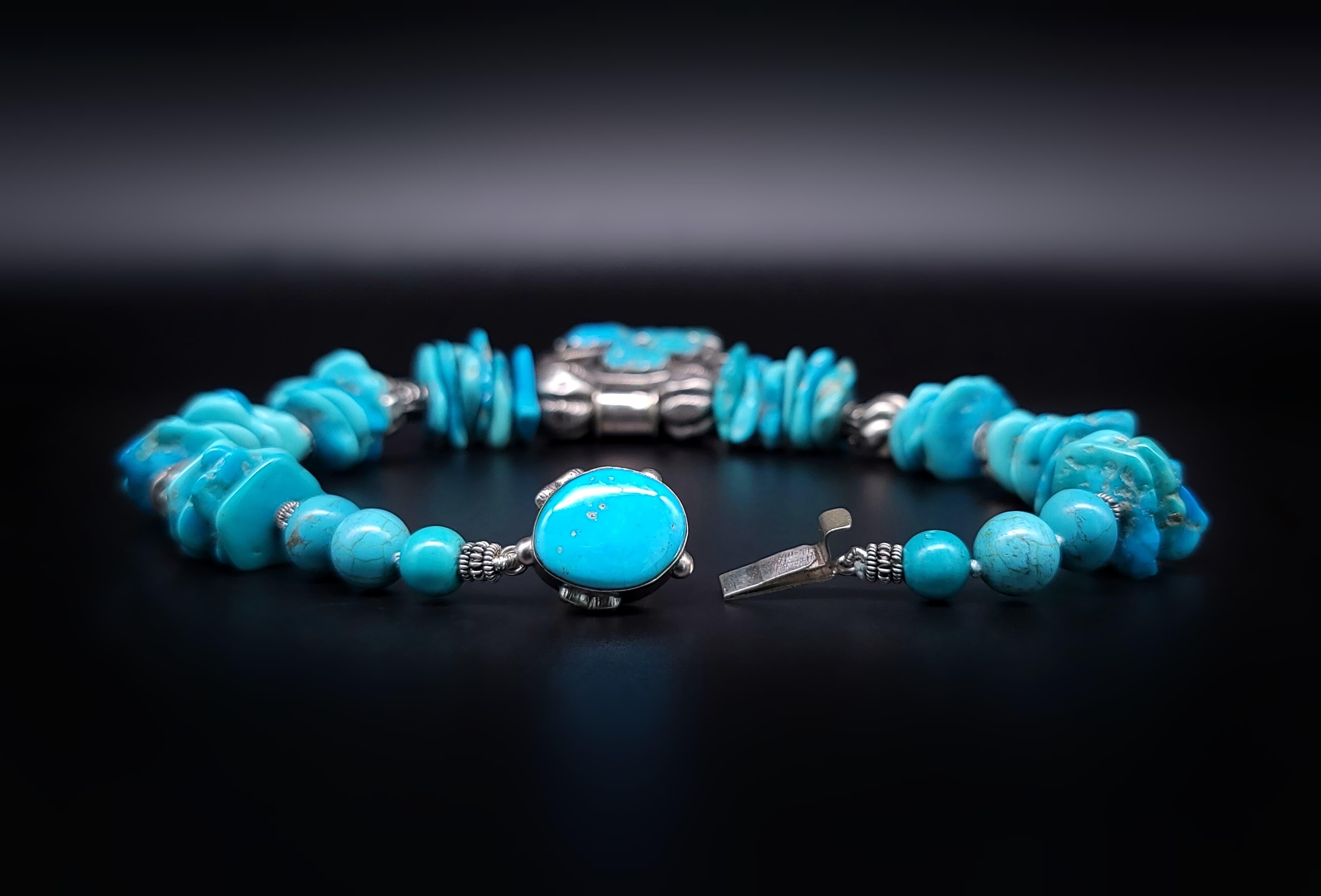 A.Jeschel Powerful Turquoise and Silver Necklace. For Sale 3
