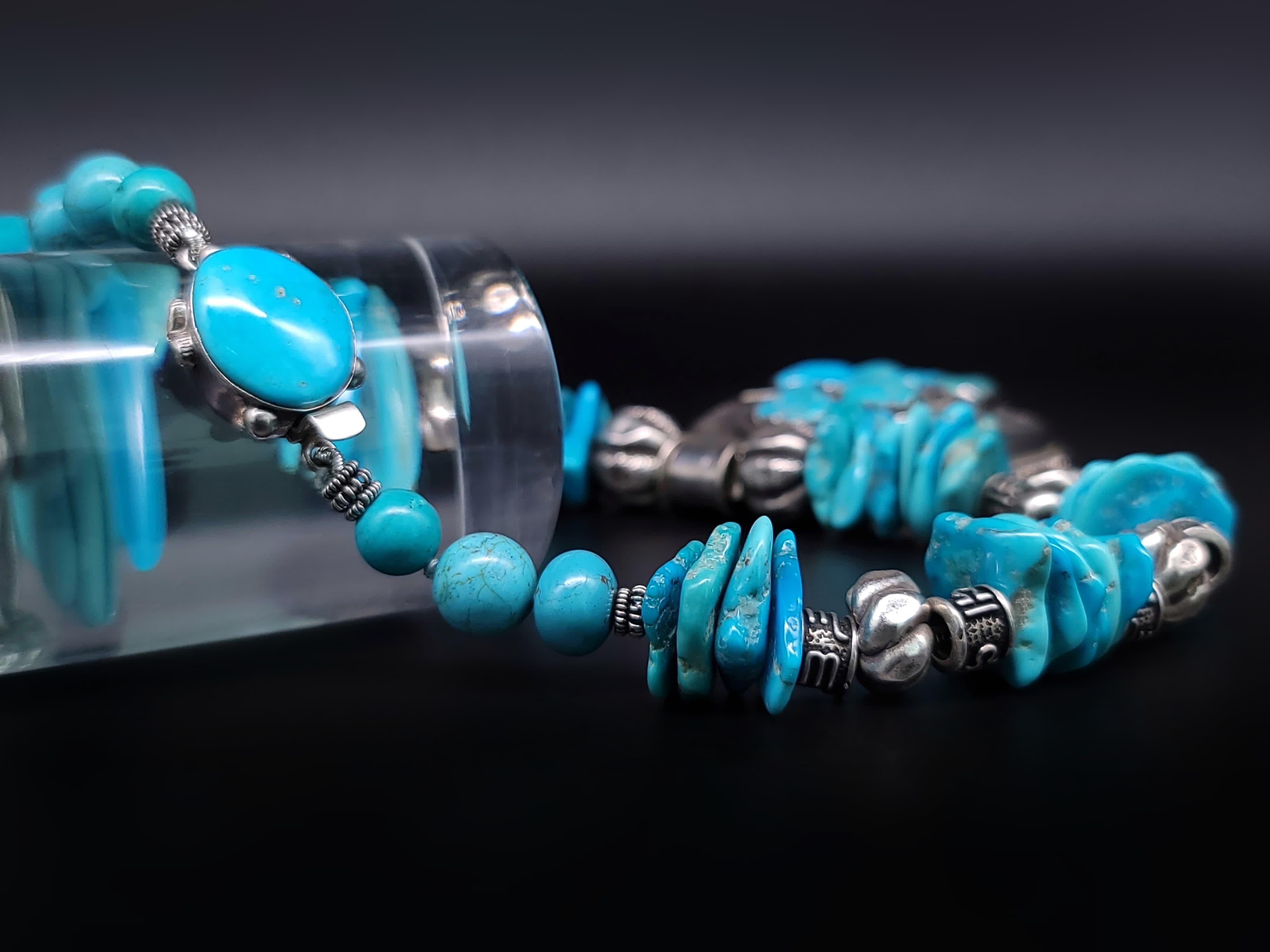 A.Jeschel Powerful Turquoise and Silver Necklace. For Sale 4