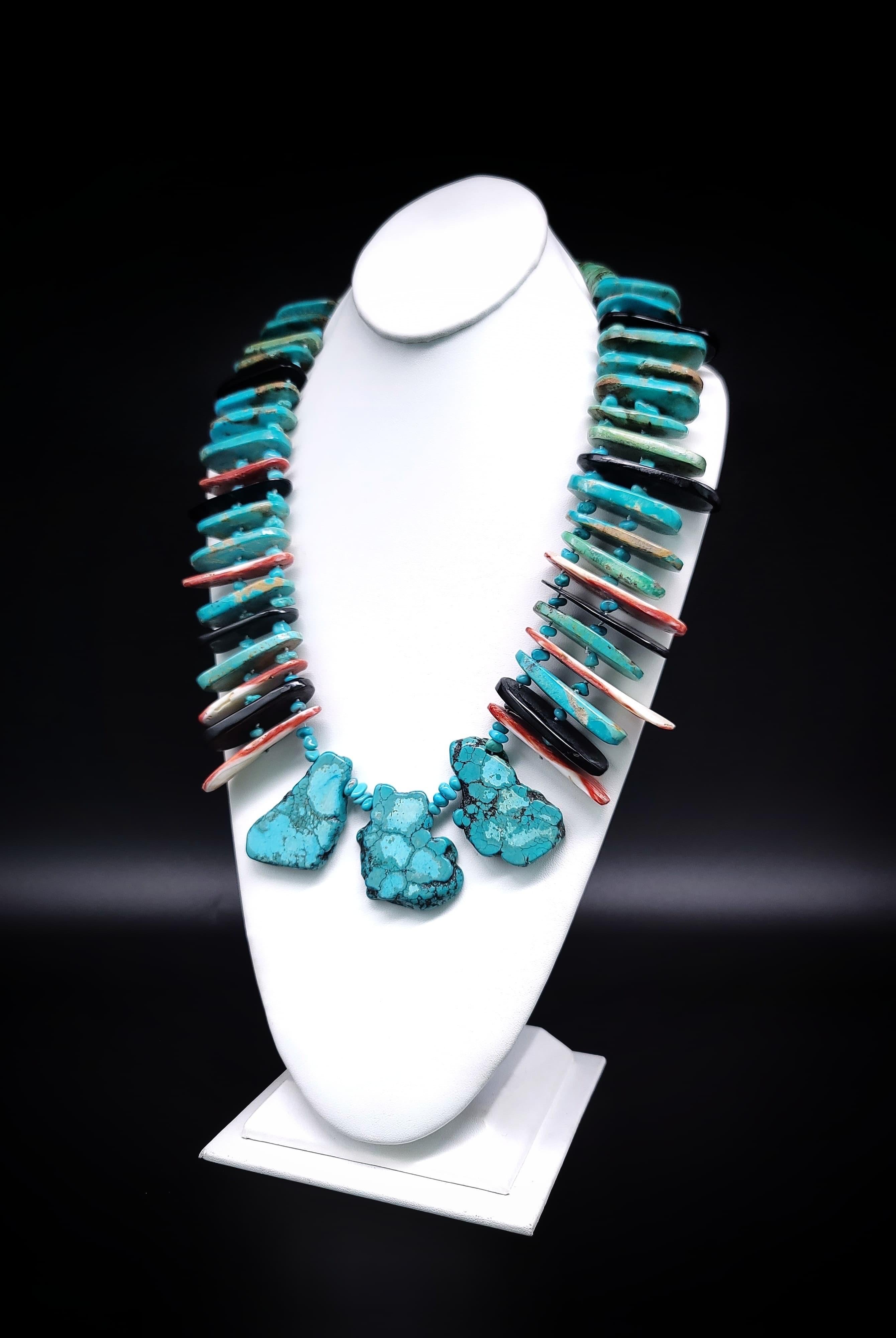 Contemporary A.Jeschel Massive Showstopping Turquoise Necklace.