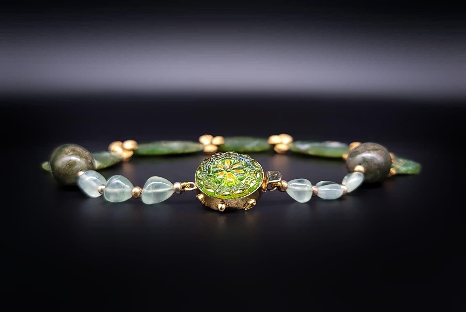 Women's A.Jeschel Captivating Large polished Green Opal  Necklace. For Sale