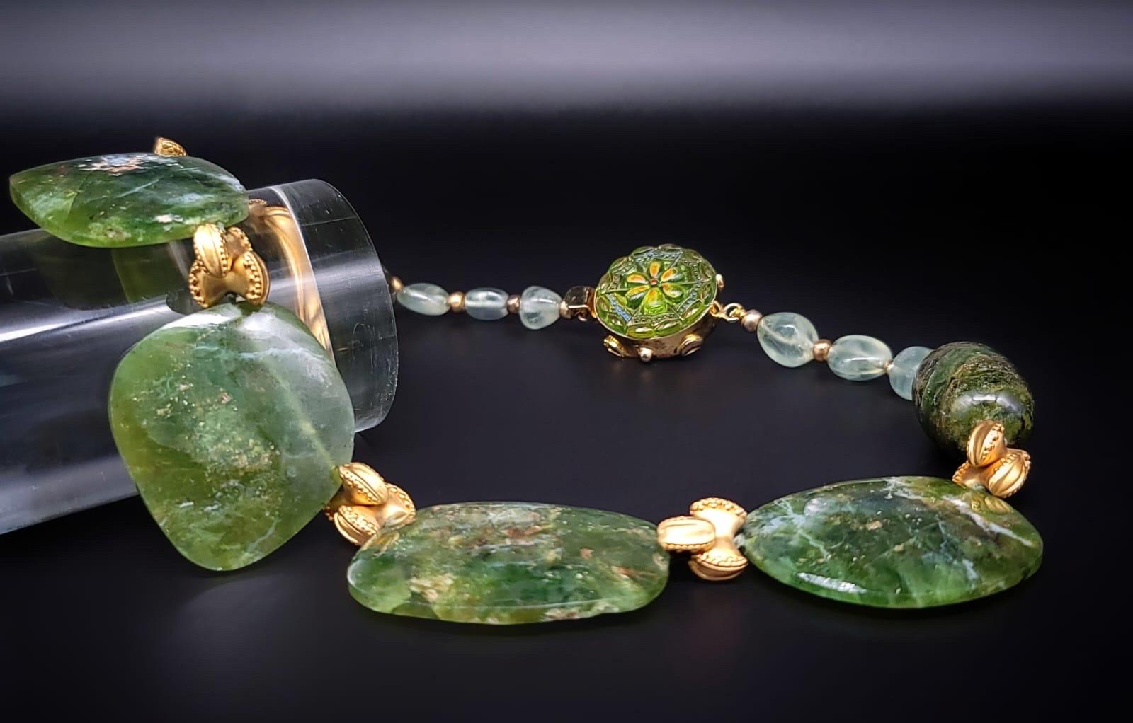 A.Jeschel Captivating Large polished Green Opal  Necklace. For Sale 1