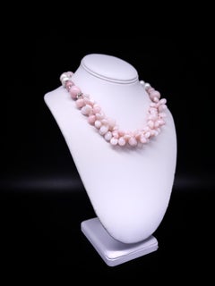 A.Jeschel  Softly ruffled bib Pink opal necklace