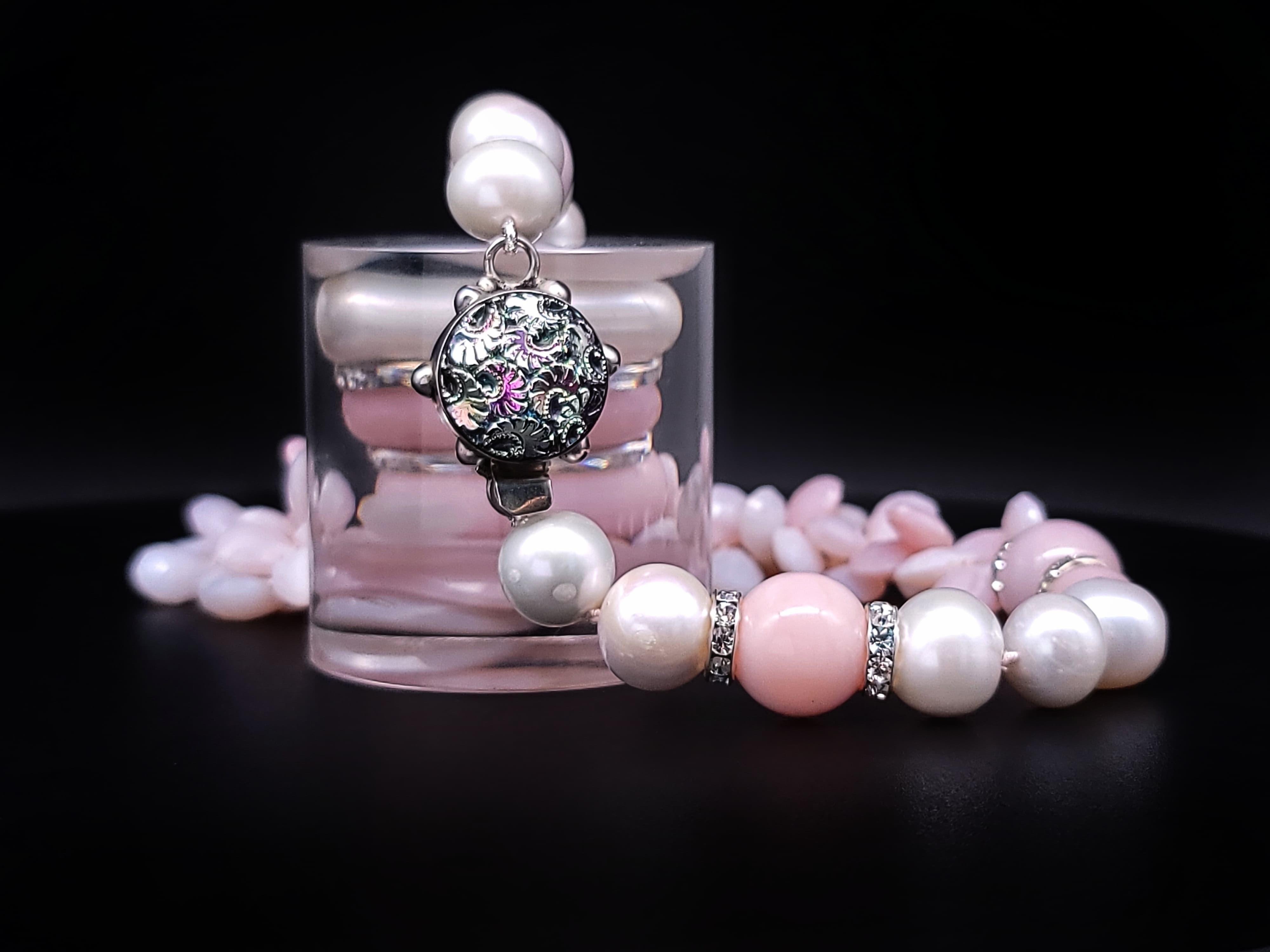 A.Jeschel  Softly ruffled bib Pink opal necklace For Sale 8