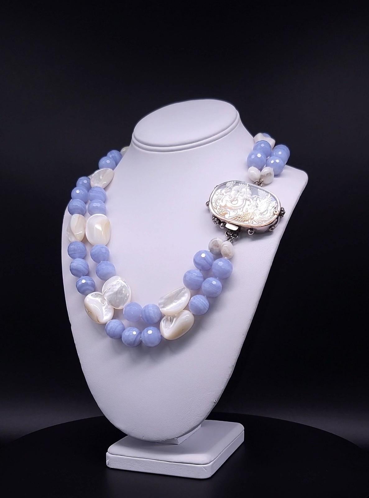 Contemporary A.Jeschel Stunning Blue Lace necklace with a signature clasp. For Sale