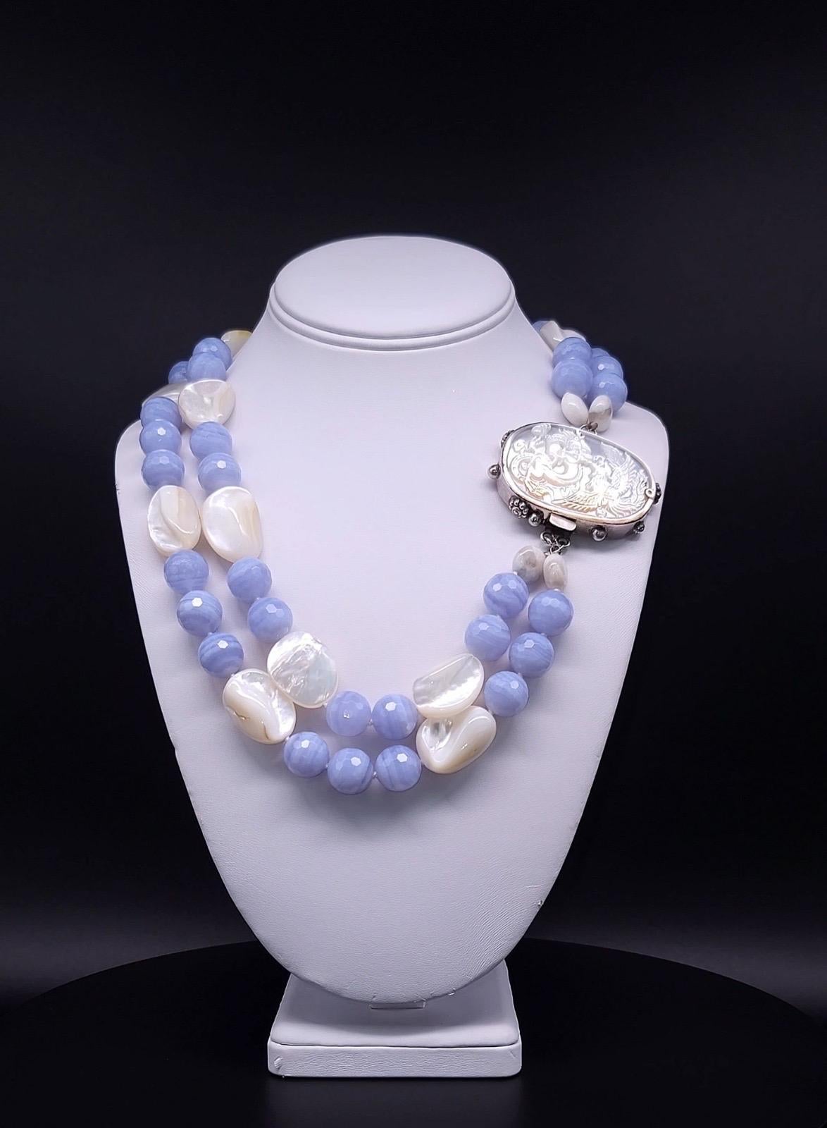 A.Jeschel Stunning Blue Lace necklace with a signature clasp. For Sale 10