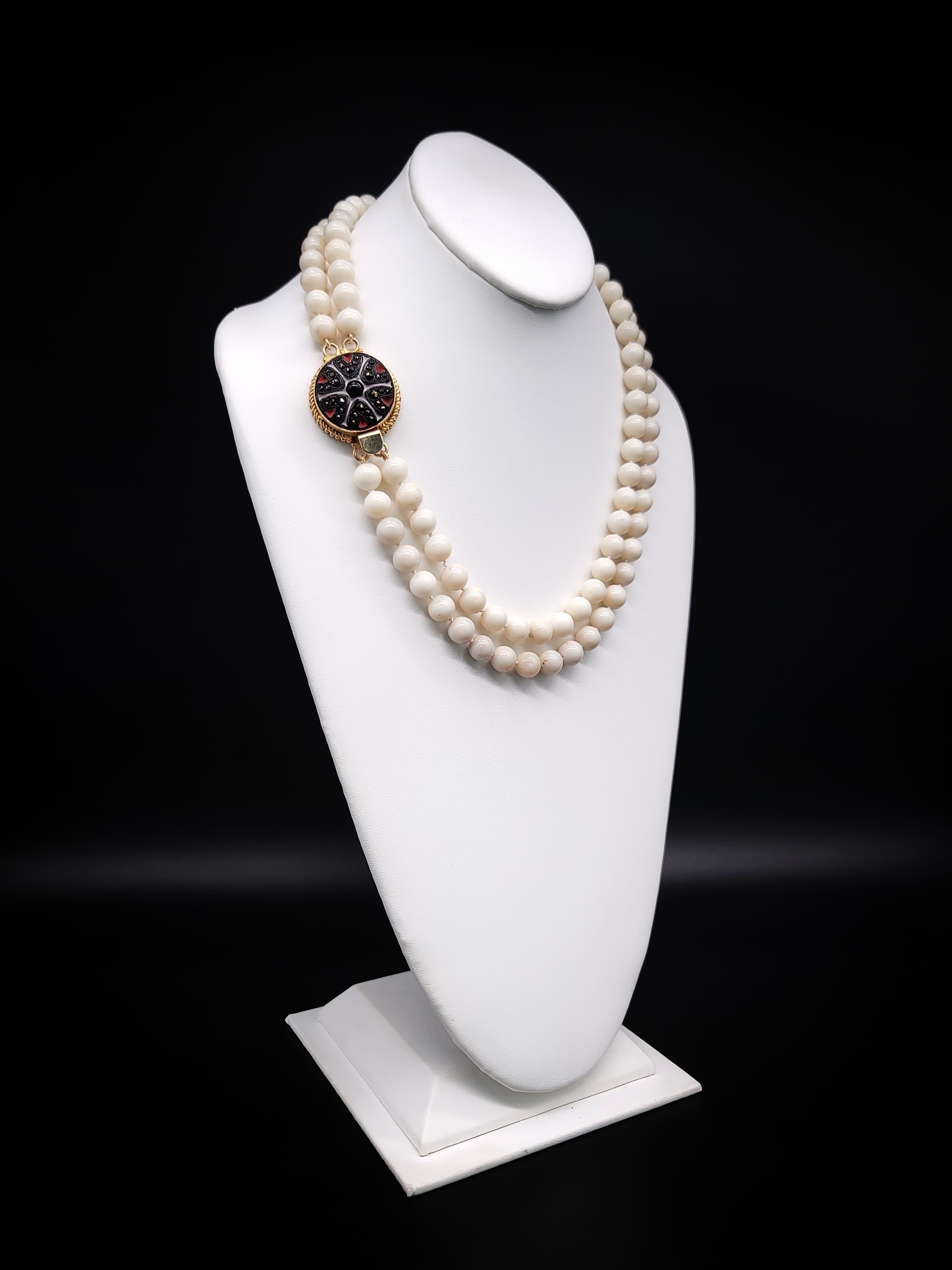A.Jeschel Elegant two strand white Opal necklace 6