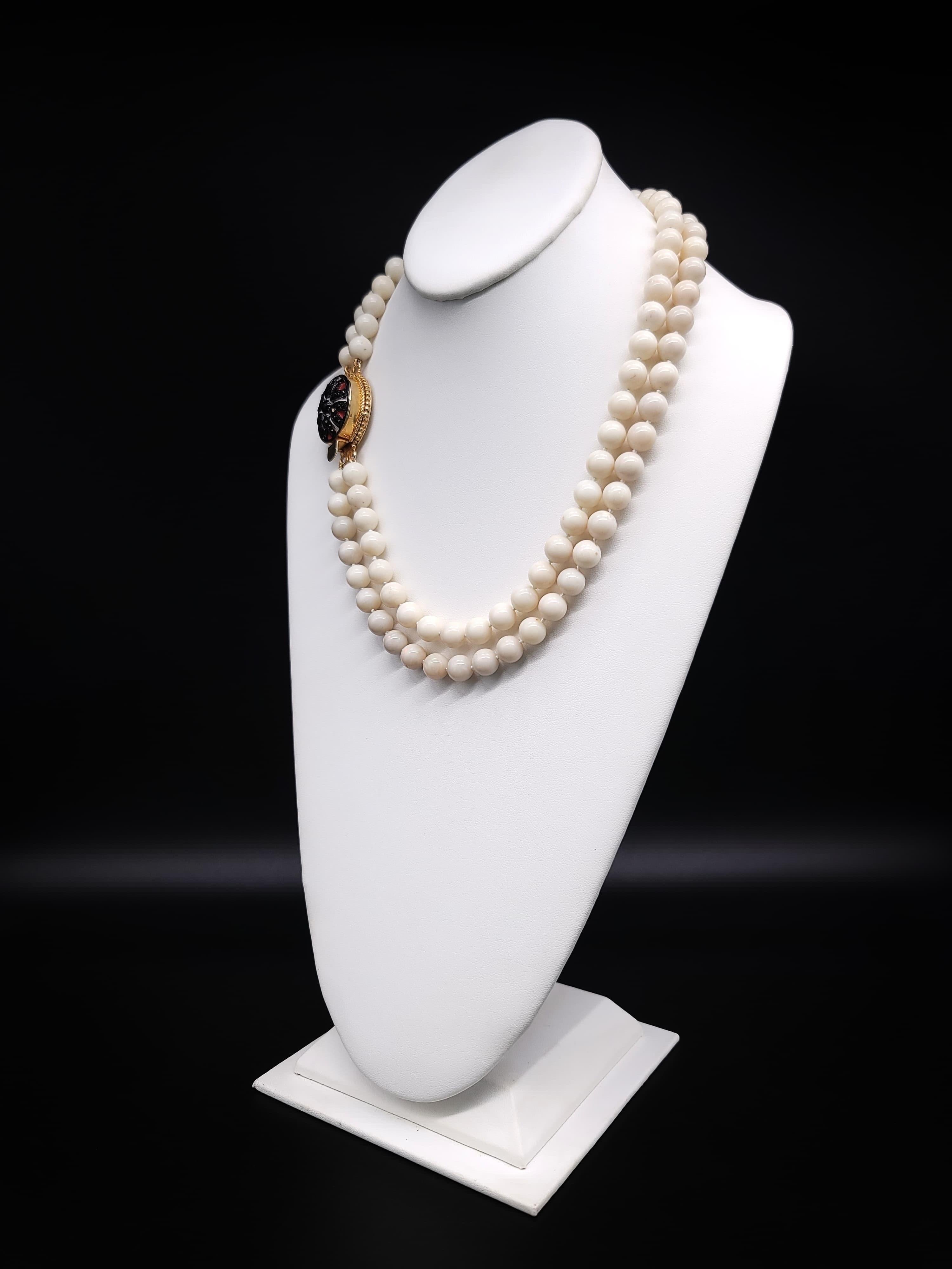 Contemporary A.Jeschel Elegant two strand white Opal necklace