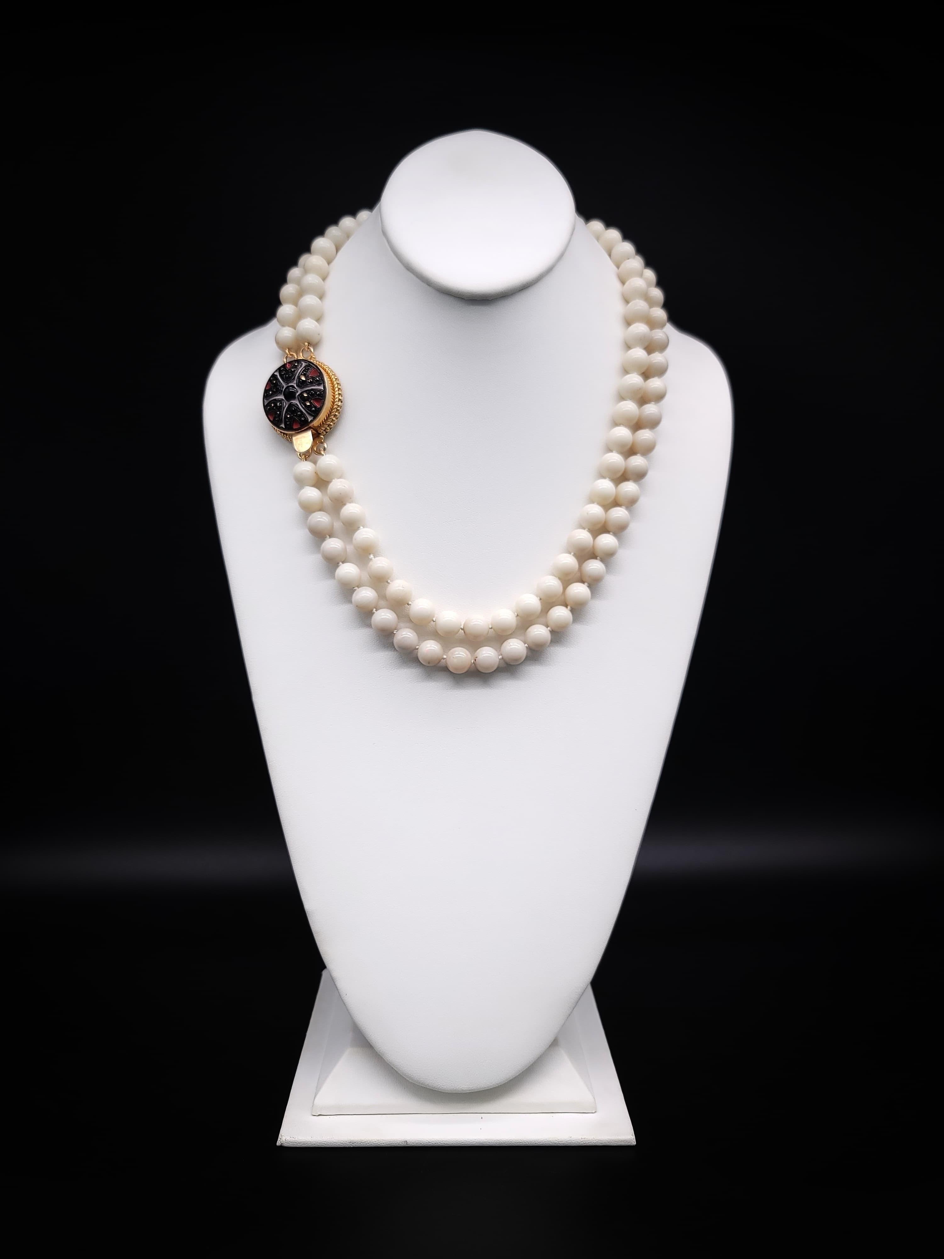 A.Jeschel Elegant two strand white Opal necklace For Sale
