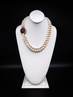Vintage A.Jeschel Elegant two strand white Opal necklace