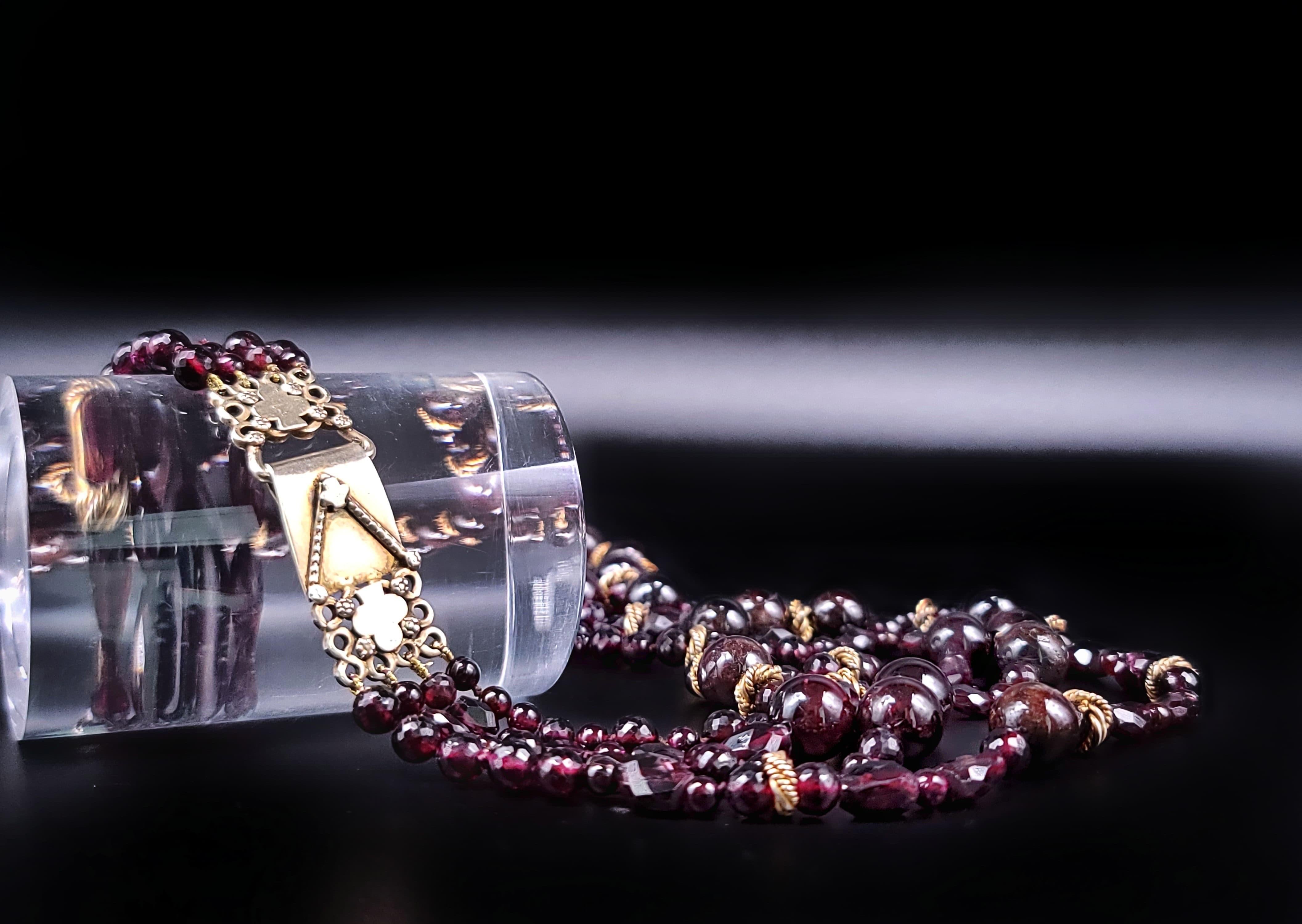 A.Jeschel 4- strands of richly colored Garnet and vermeil necklace. For Sale 5