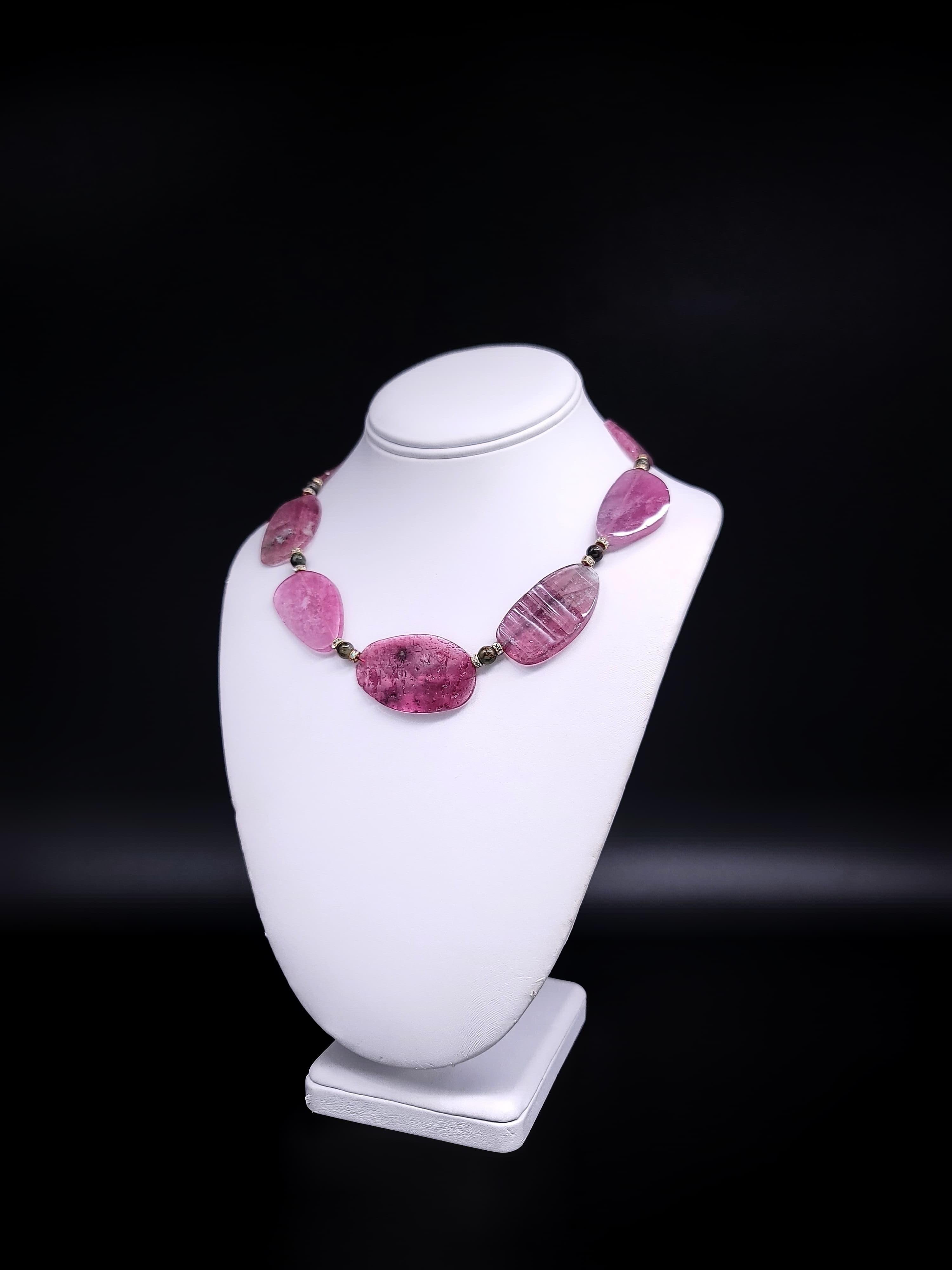 Women's or Men's A.Jeschel sliced Pink Tourmaline Necklace. For Sale