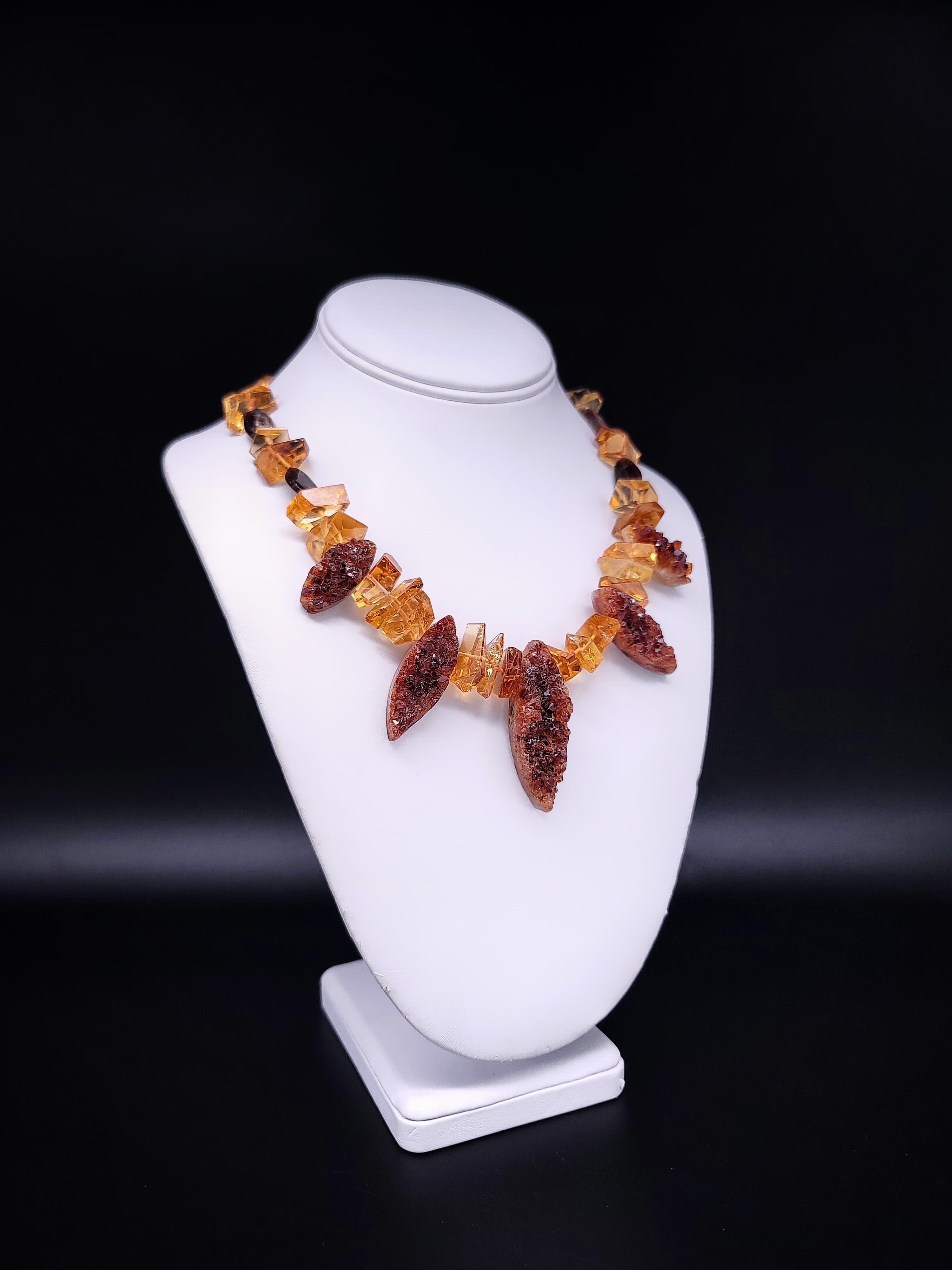 A.Jeschel Citrine and Citrine geodes necklace. In New Condition For Sale In Miami, FL