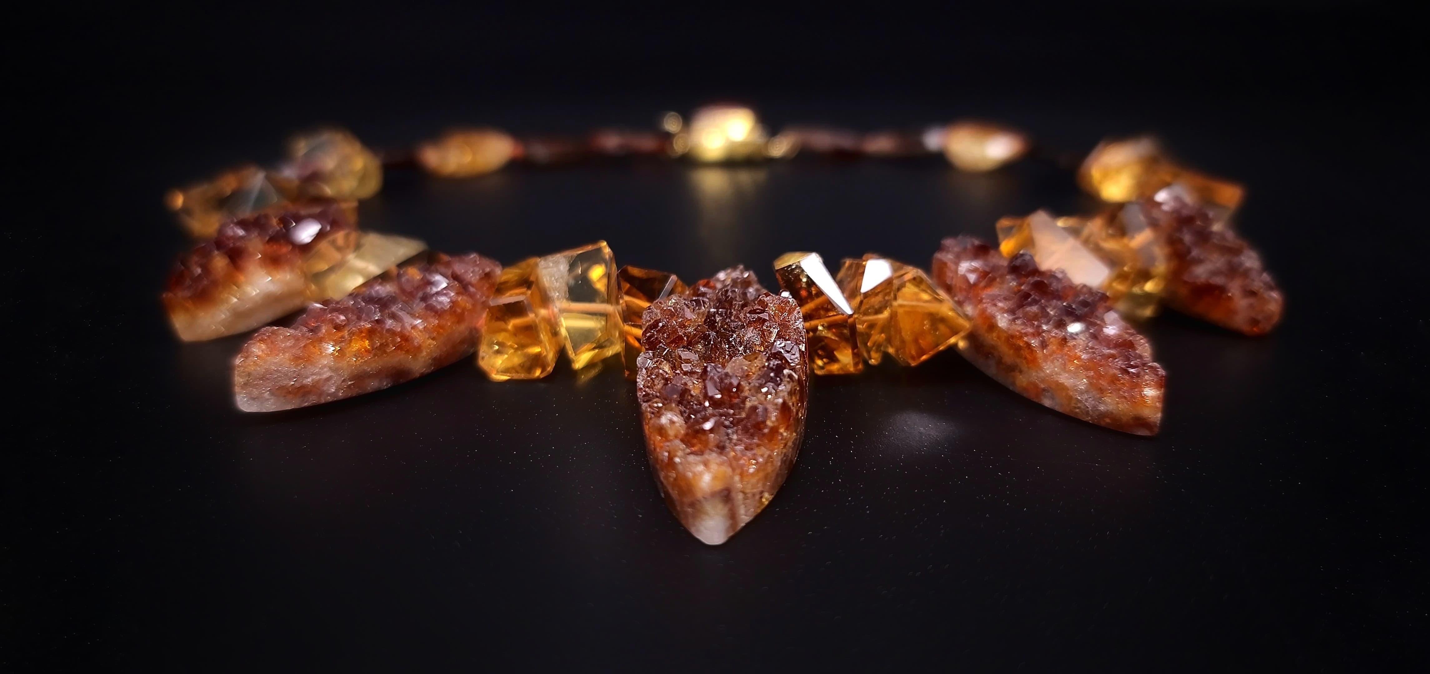 A.Jeschel Citrine and Citrine geodes necklace. For Sale 1