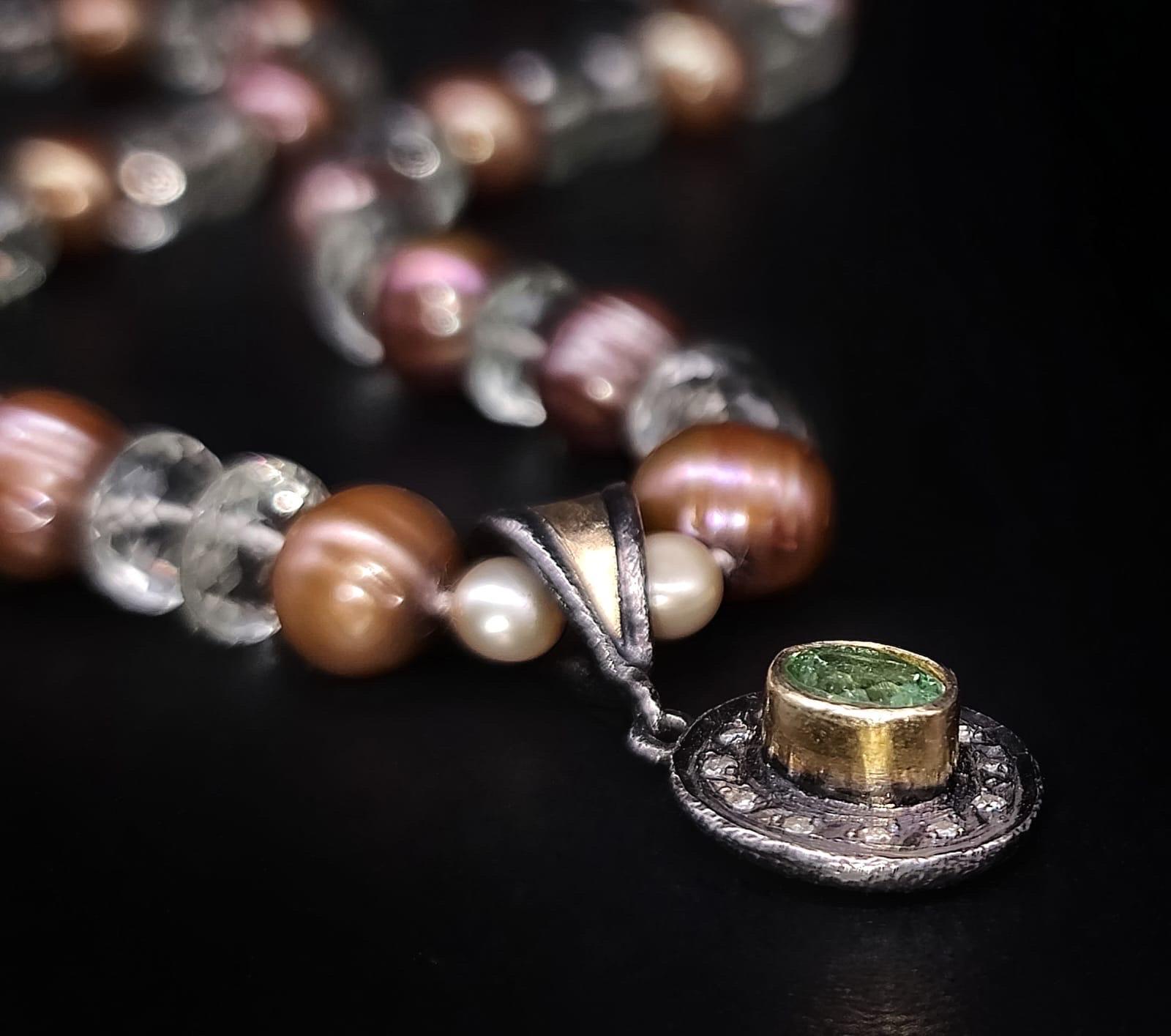 A.Jeschel Joli collier pendentif en diamants et améthyste verte. en vente 1