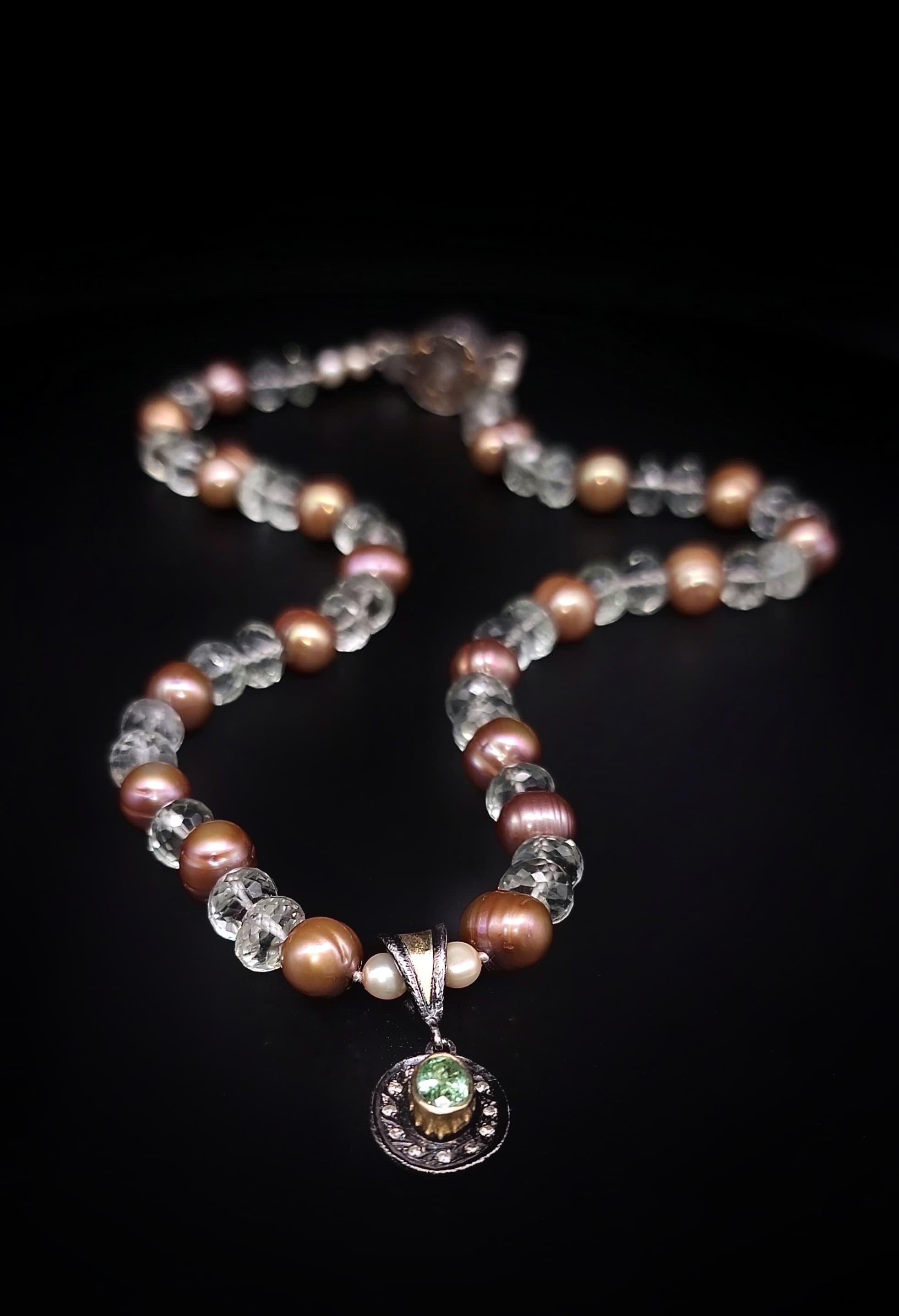 A.Jeschel Lovely Diamond and green Amethyst pendant necklace. For Sale 3