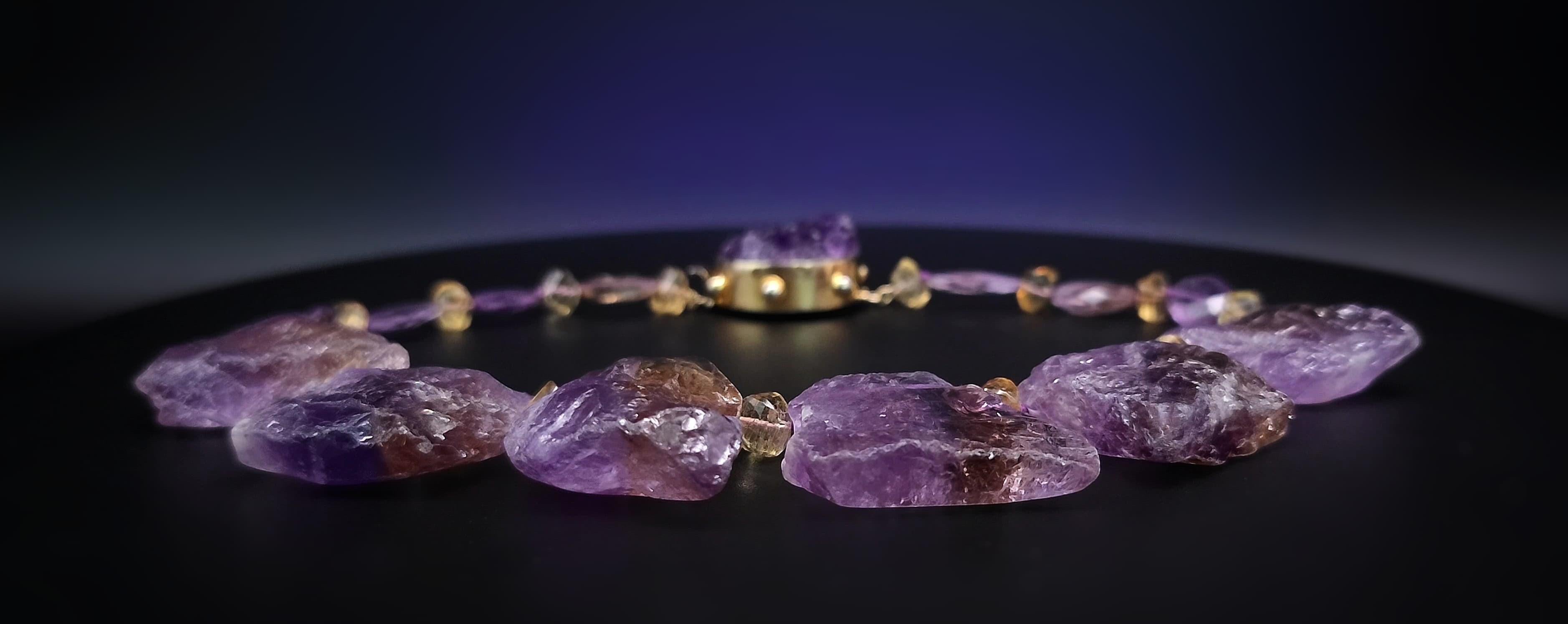 A.Jeschel Dramatic hammered Ametrine plates necklace. For Sale 7