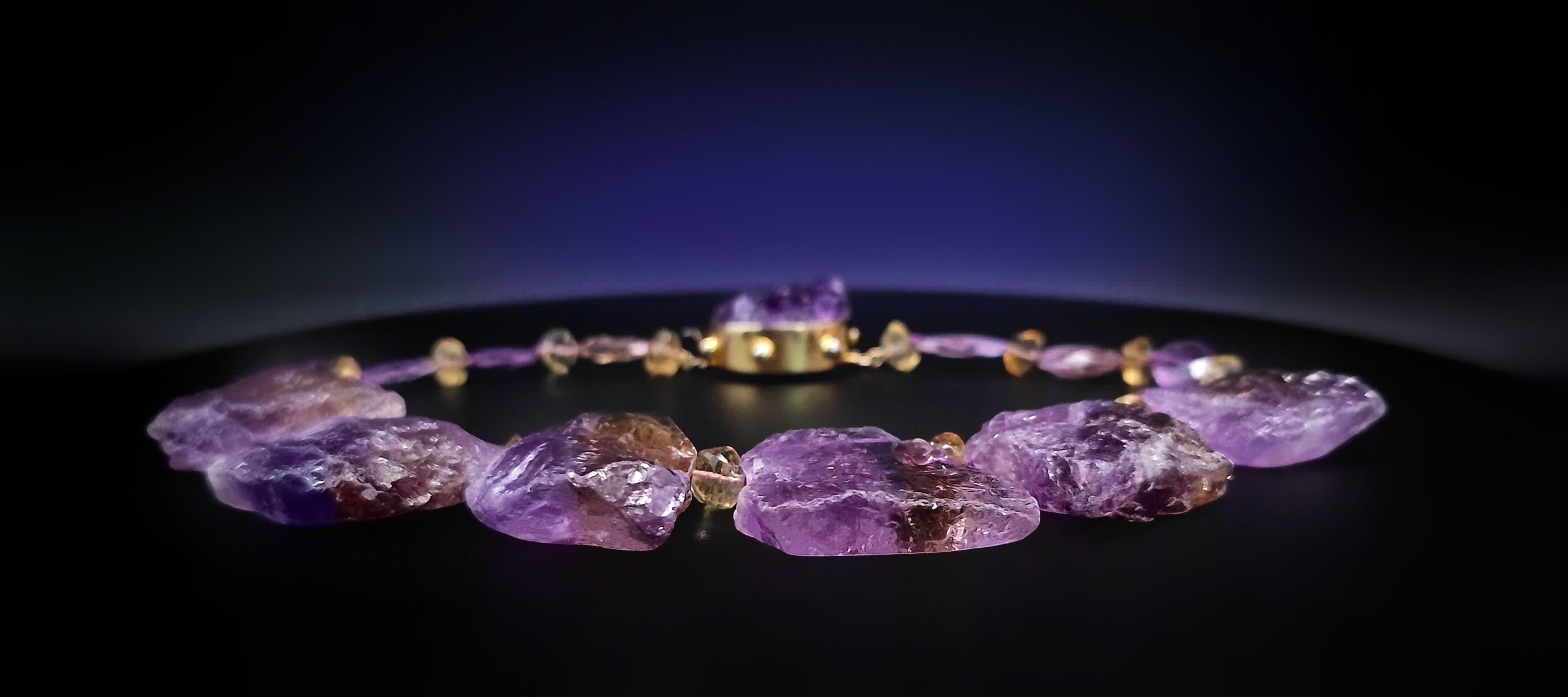 A.Jeschel Dramatic hammered Ametrine plates necklace. For Sale 8