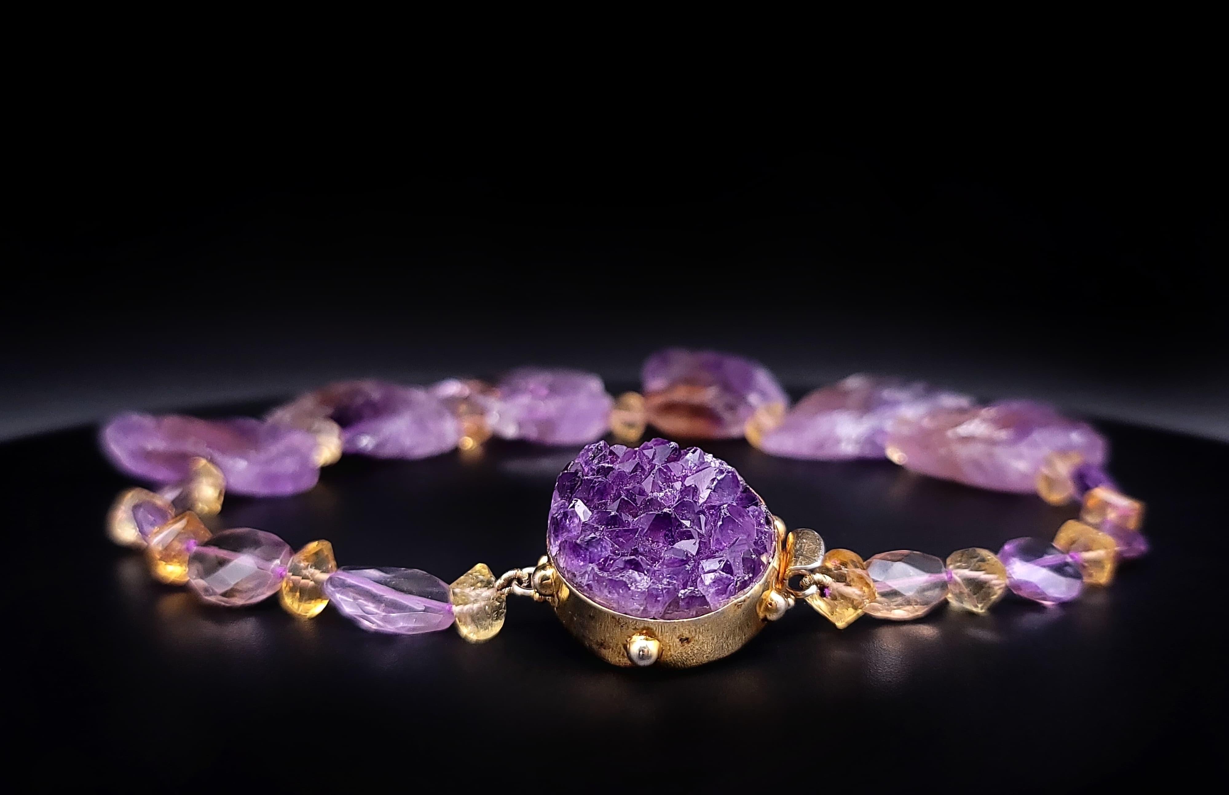 A.Jeschel Dramatic hammered Ametrine plates necklace. For Sale 10