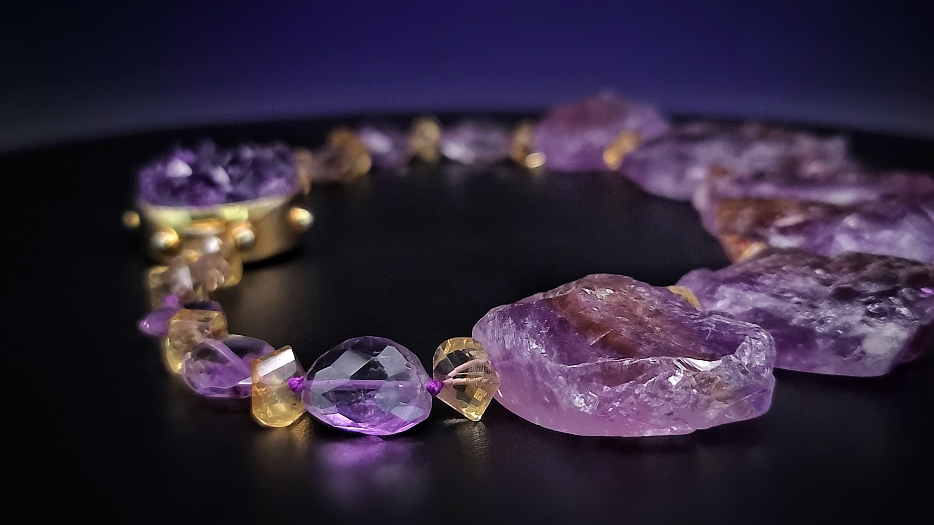 A.Jeschel Dramatic hammered Ametrine plates necklace. For Sale 11