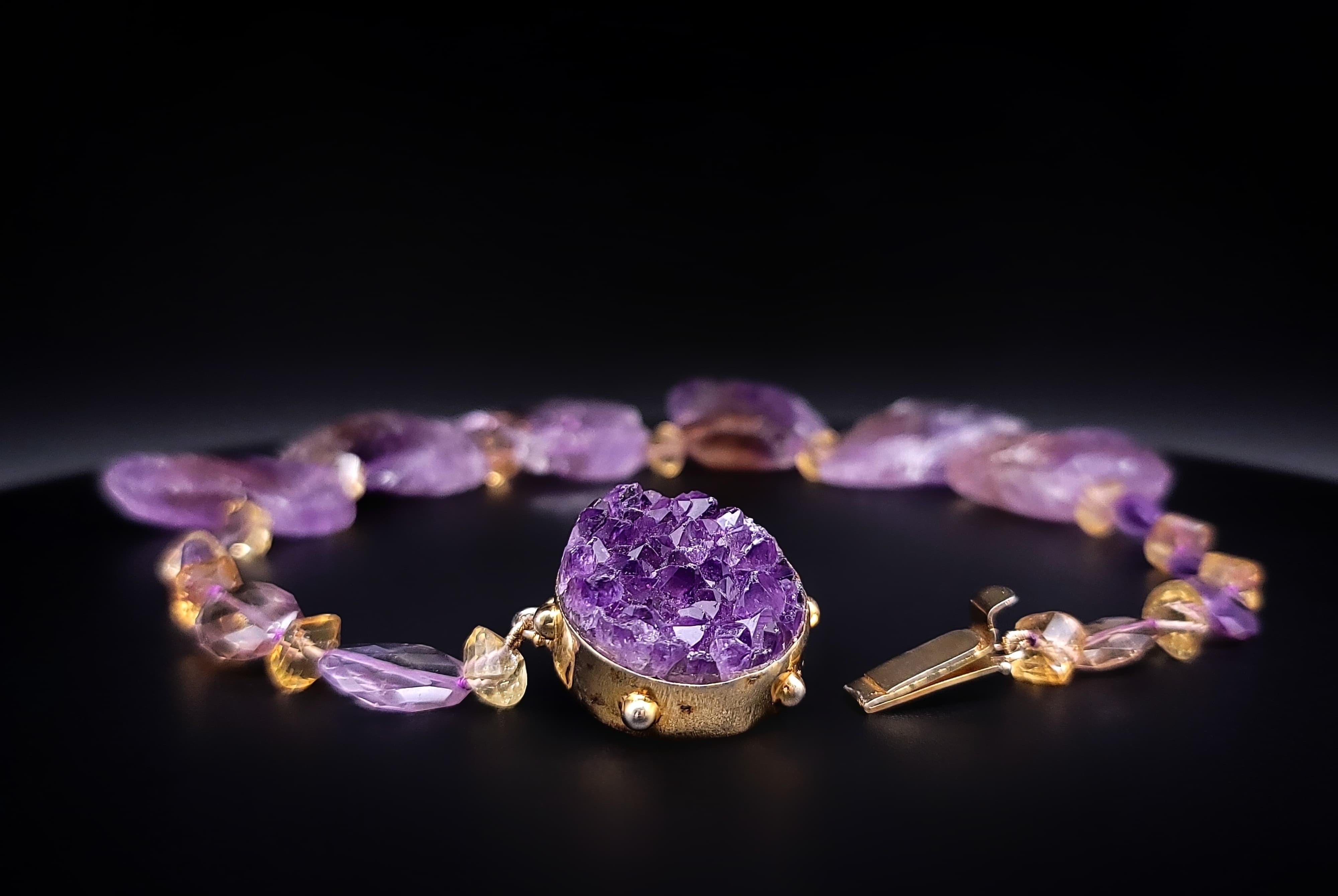 A.Jeschel Dramatic hammered Ametrine plates necklace. For Sale 12
