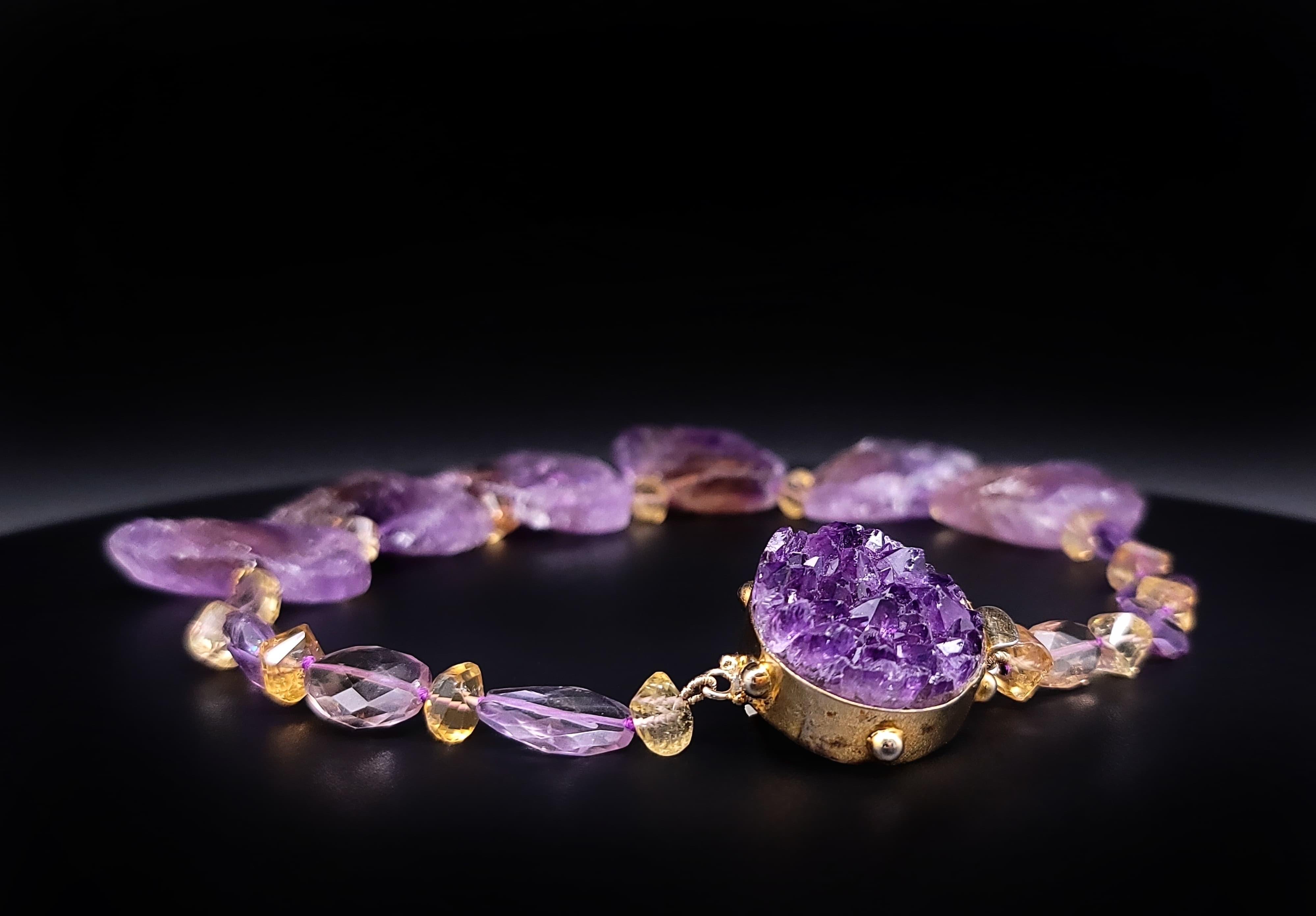 A.Jeschel Dramatic hammered Ametrine plates necklace. For Sale 13