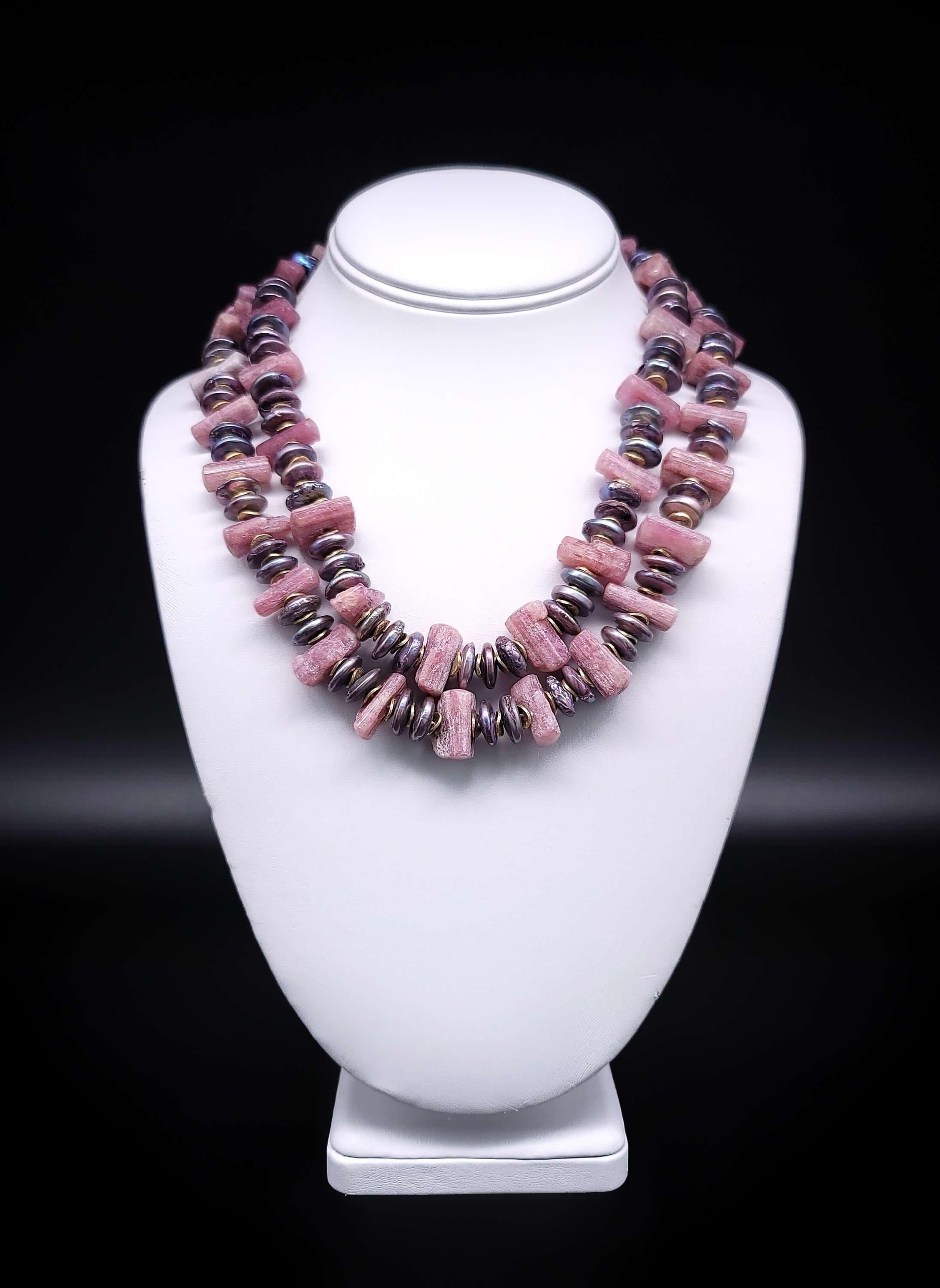 A.Jeschel 2 strand Tourmaline and Pearl necklace. For Sale 2