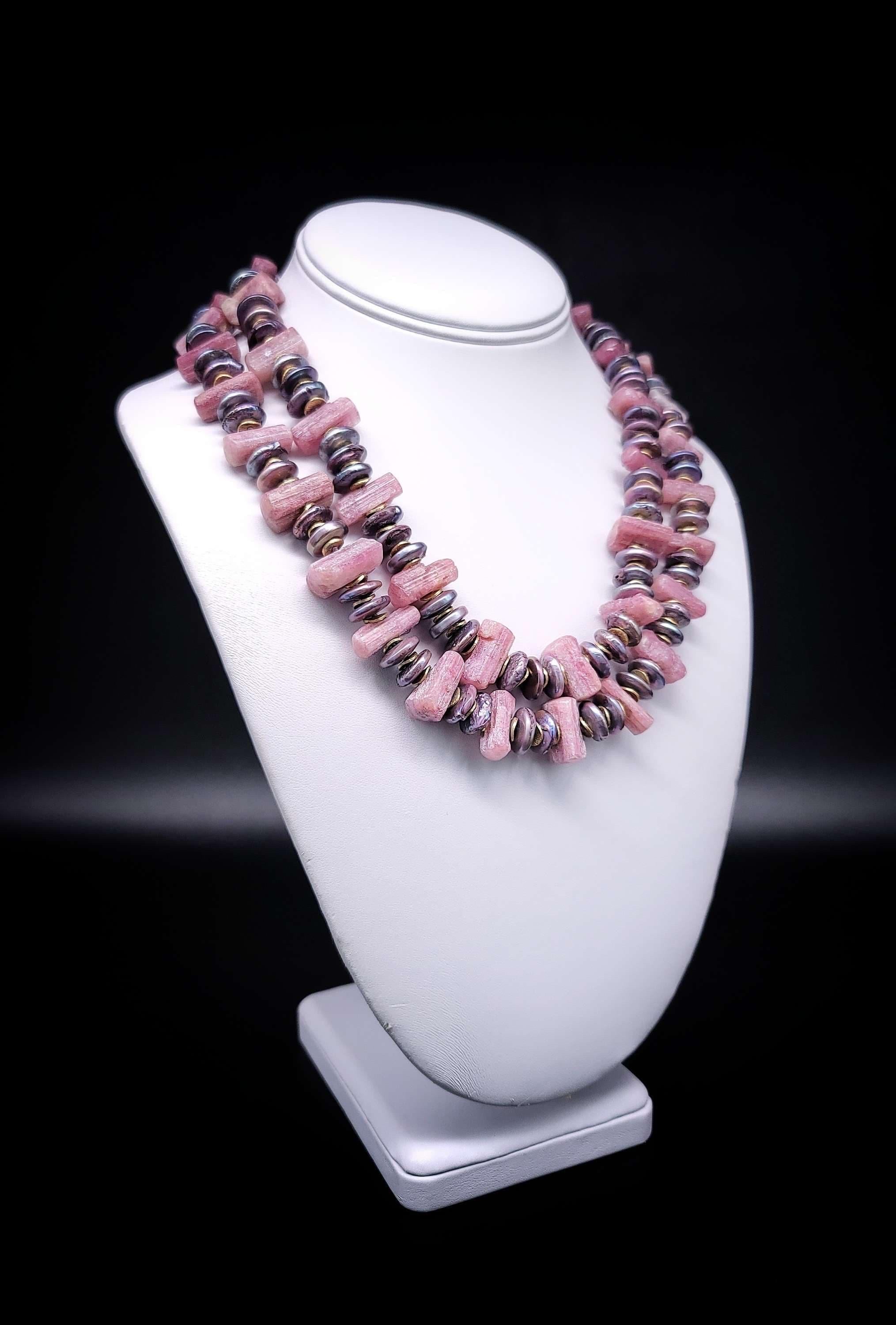 A.Jeschel 2 strand Tourmaline and Pearl necklace. For Sale 6