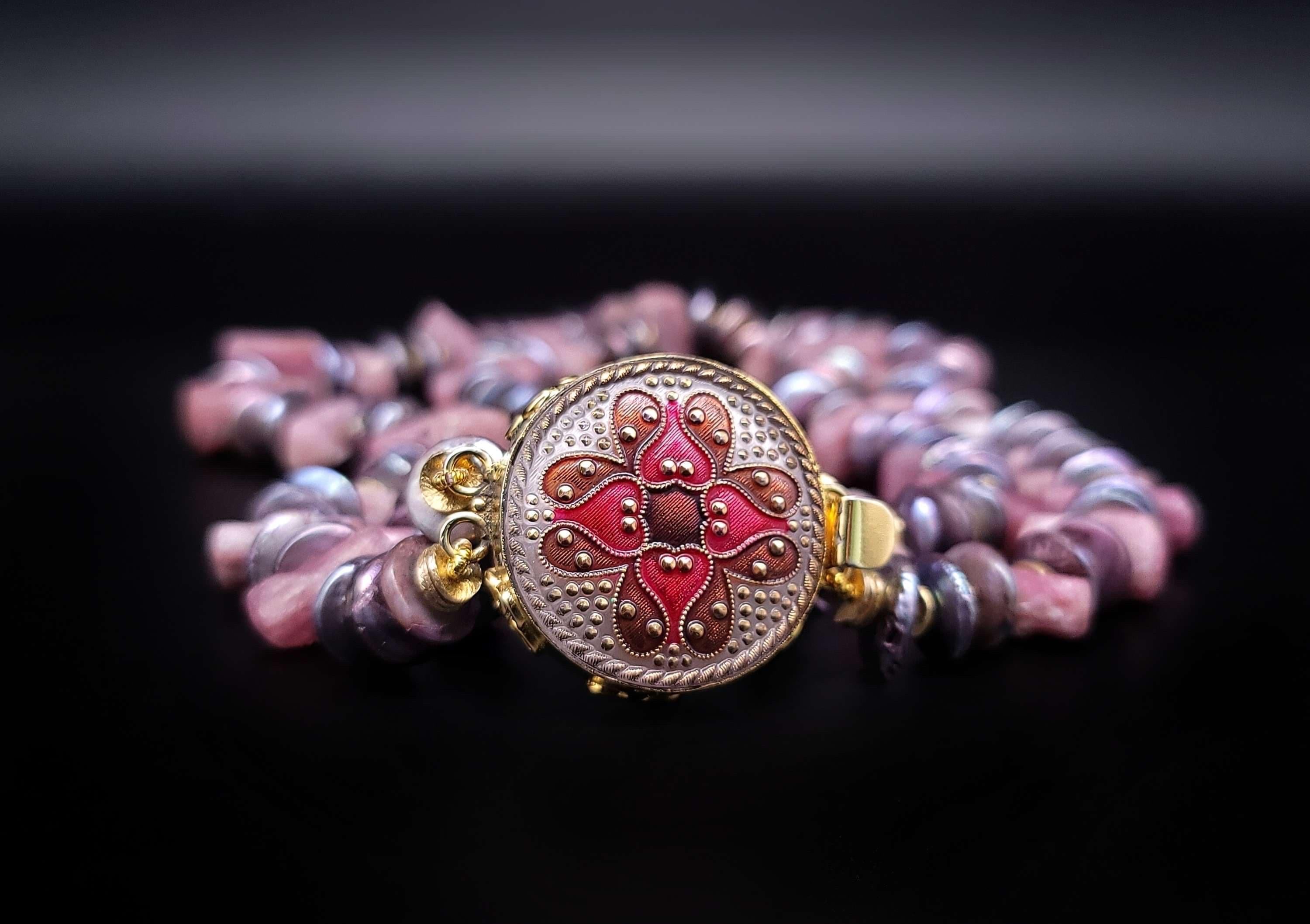 Collana con tormalina e perle con chiusura firmata A.Jeschel. in vendita 11