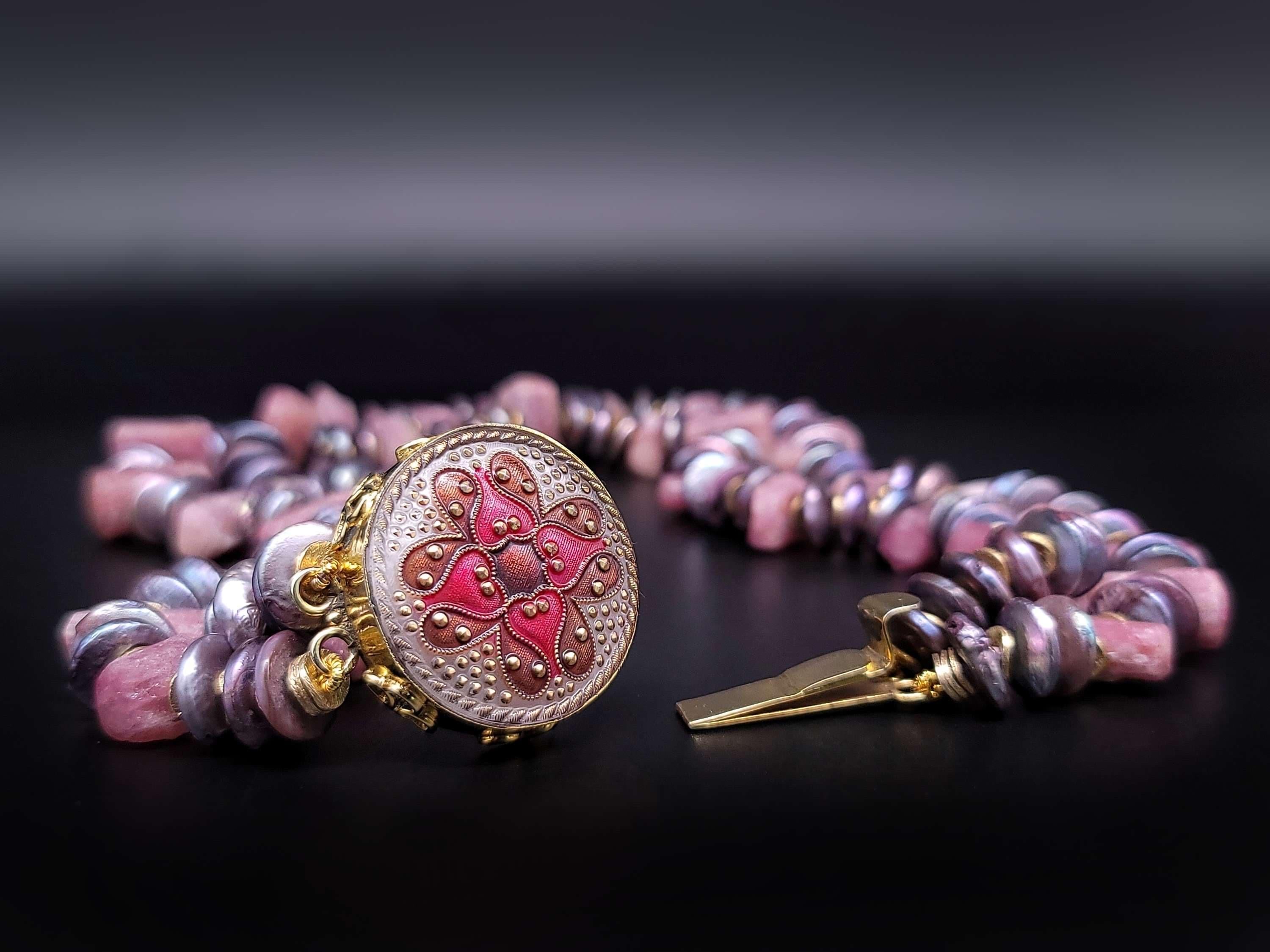 Collana con tormalina e perle con chiusura firmata A.Jeschel. in vendita 12