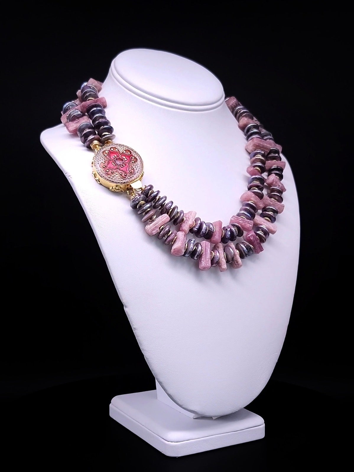 A.Jeschel 2 strand Tourmaline and Pearl necklace. For Sale