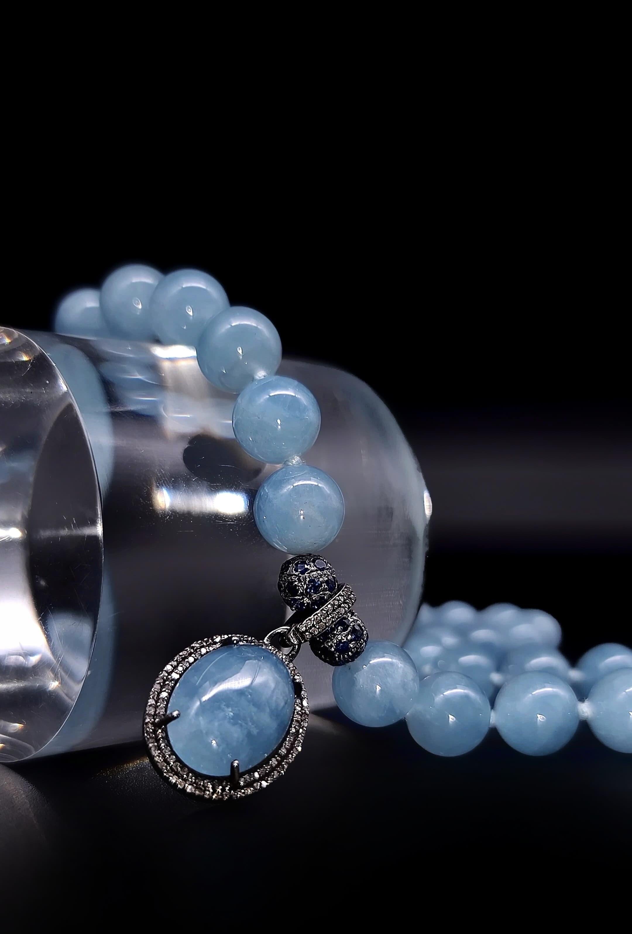 A.Jeschel Rich blue Aquamarine and Diamond Pendant necklace For Sale 2