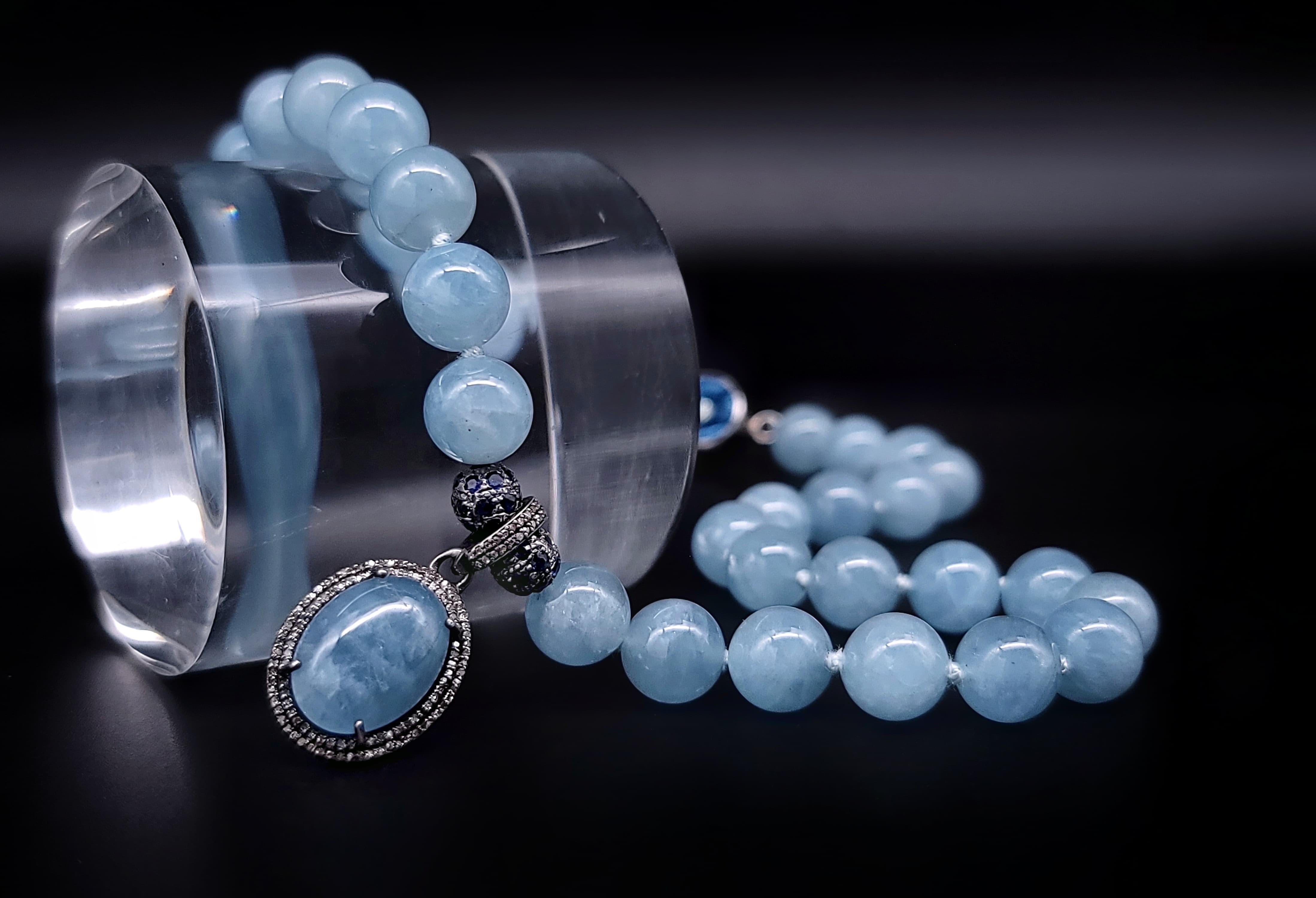 A.Jeschel Rich blue Aquamarine and Diamond Pendant necklace For Sale 8