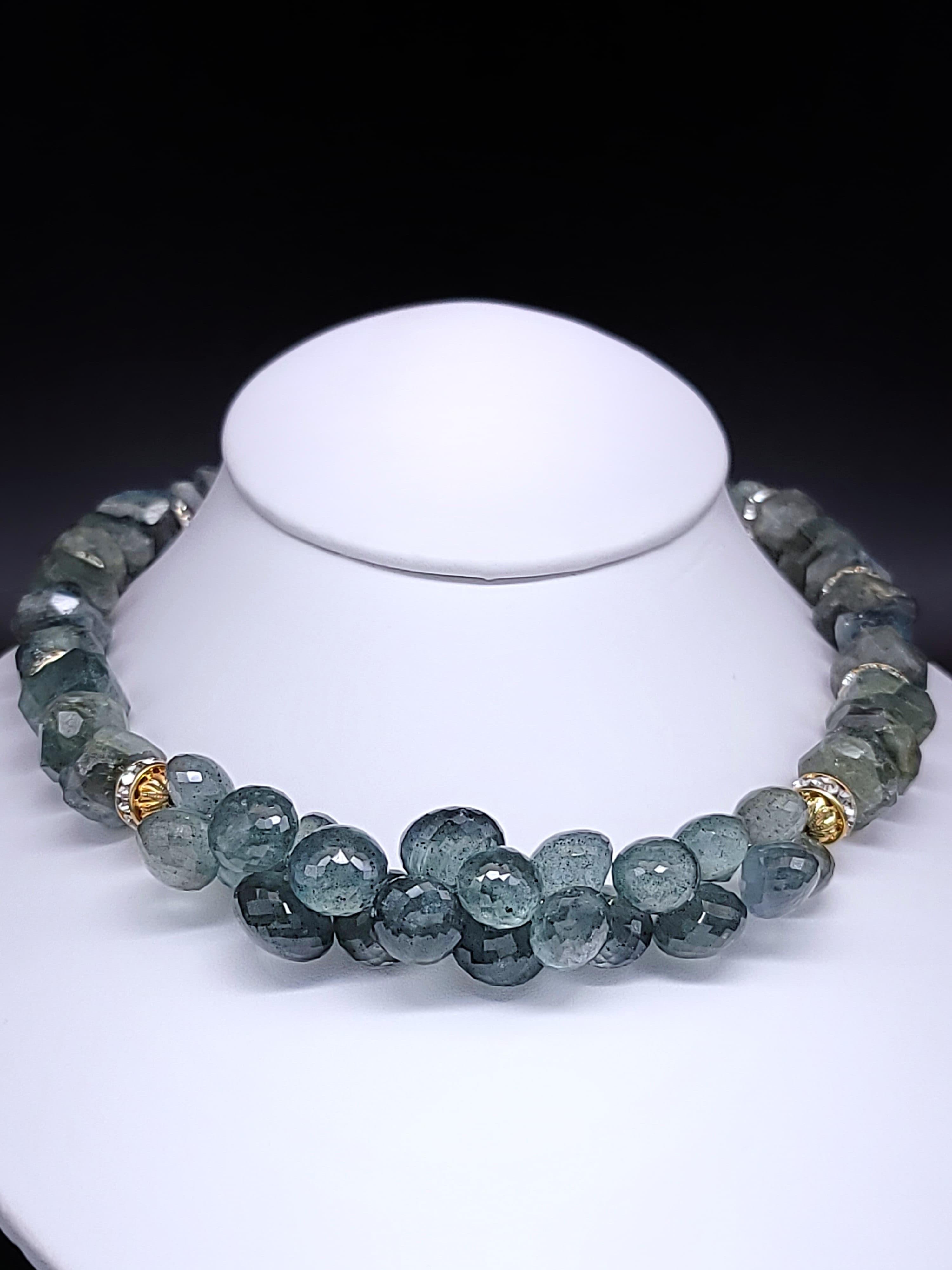 Contemporary A.Jeschel Unusual Moss Aquamarine choker For Sale