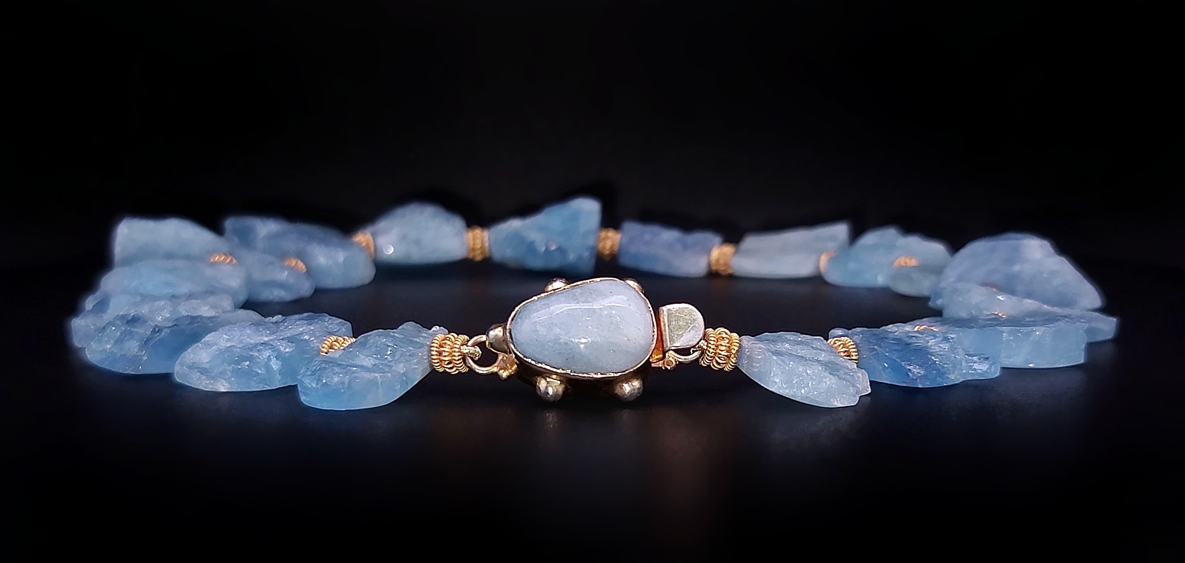 A.Jeschel Rough Cut Chunky Natural Aquamarine Necklace For Sale 2