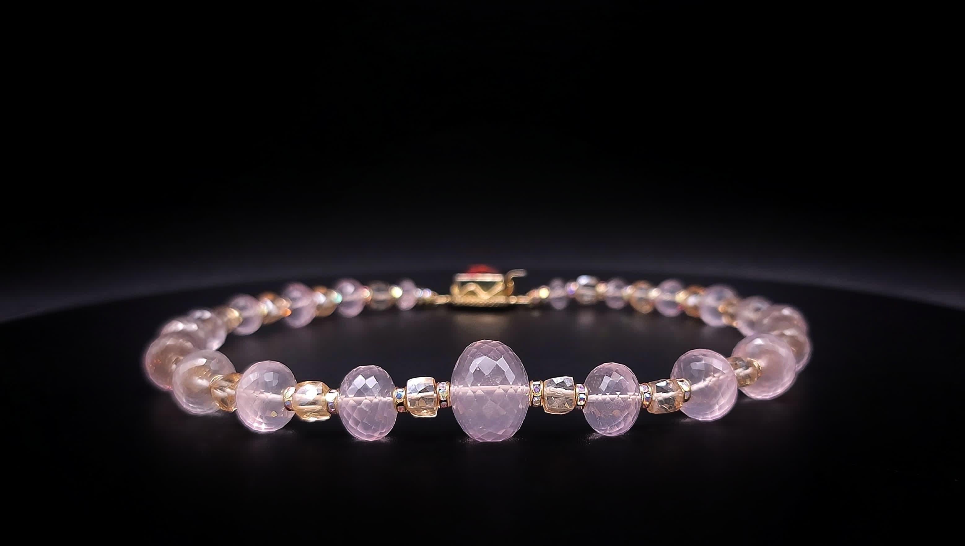 Women's A.Jeschel Romantic Rose Quartz single strand necklace. For Sale
