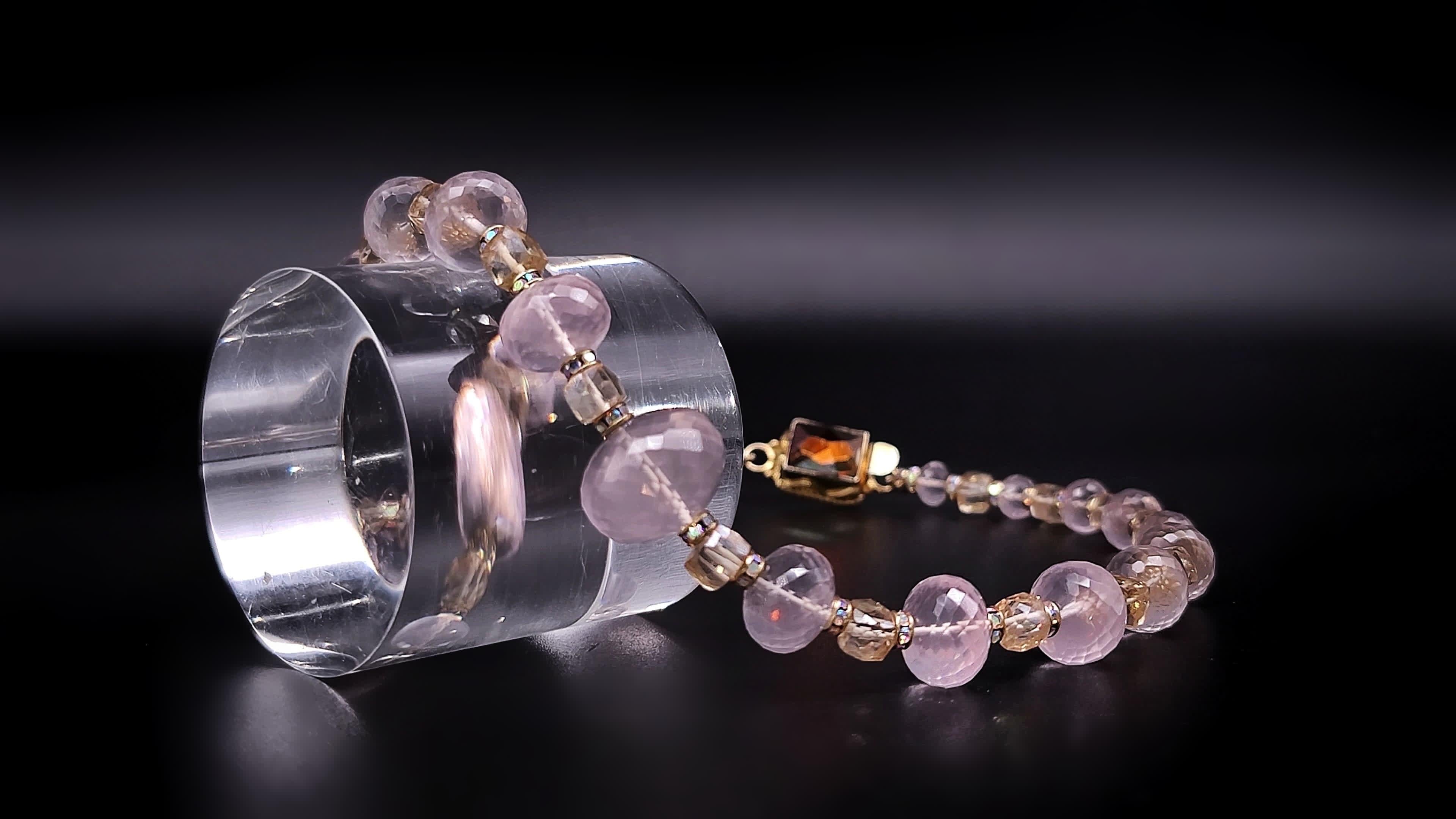 A.Jeschel Romantic Rose Quartz single strand necklace. For Sale 4